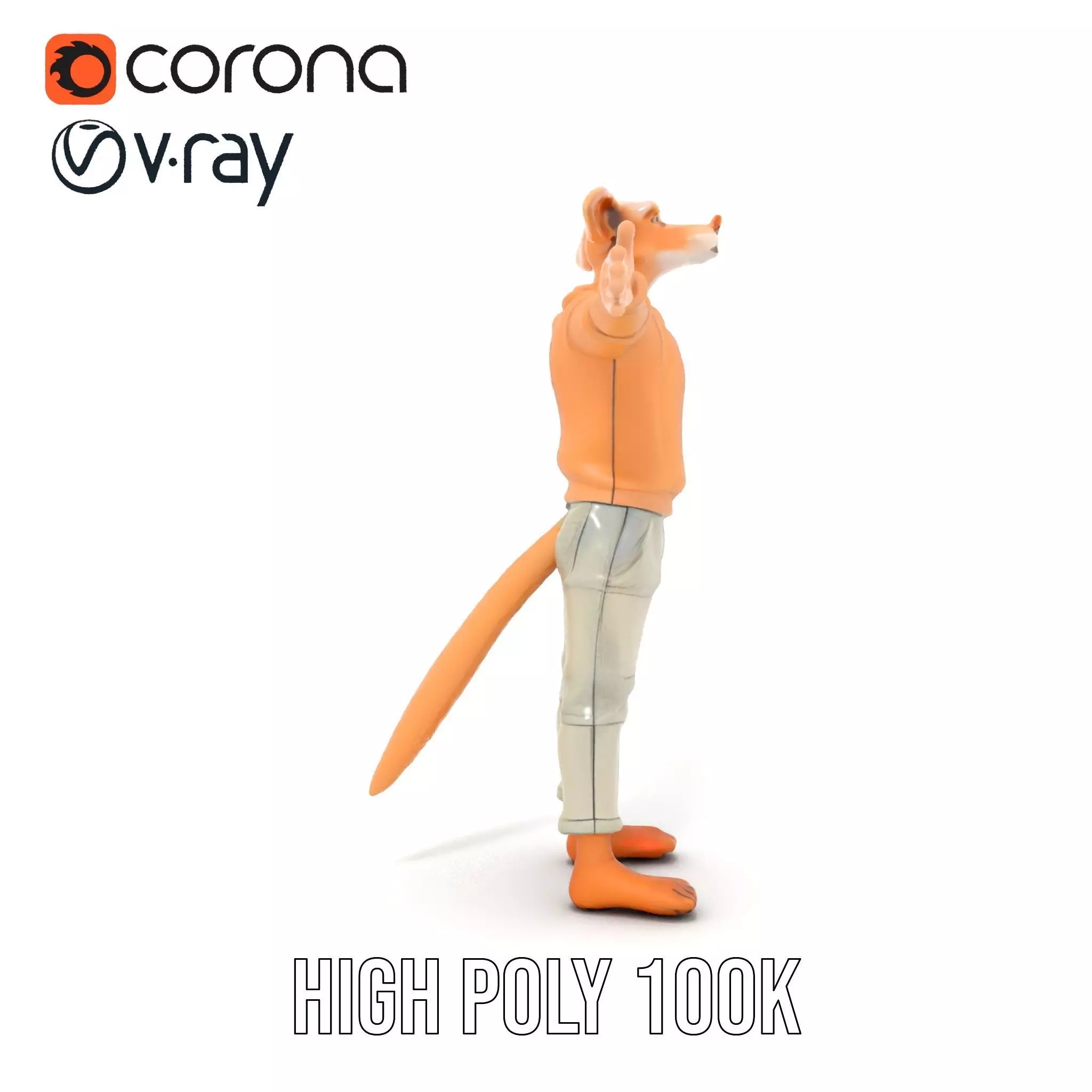 Anthropomorphic Character Model Pack with Tail and Sweater Low-poly 3D model_18