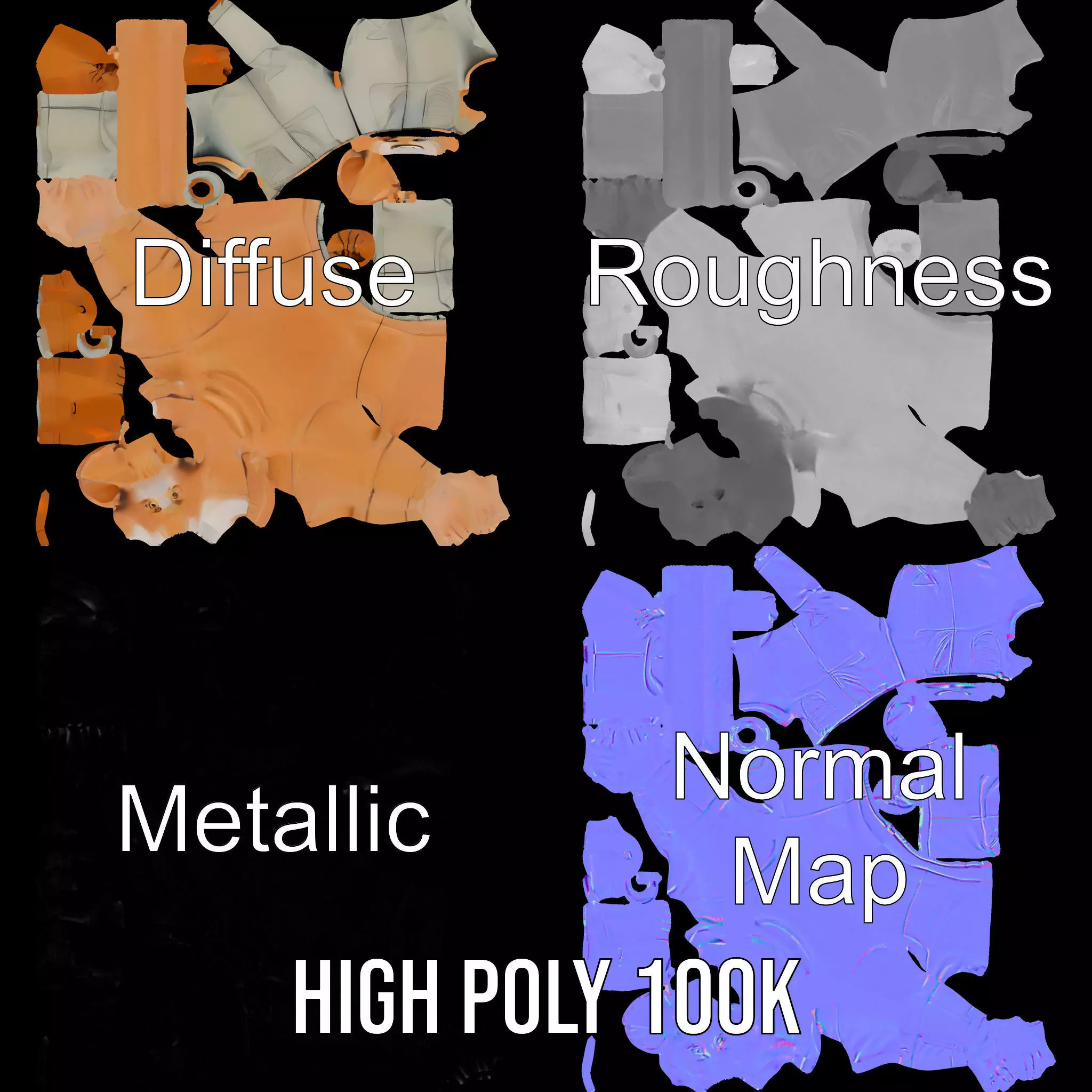 Anthropomorphic Character Model Pack with Tail and Sweater Low-poly 3D model_3