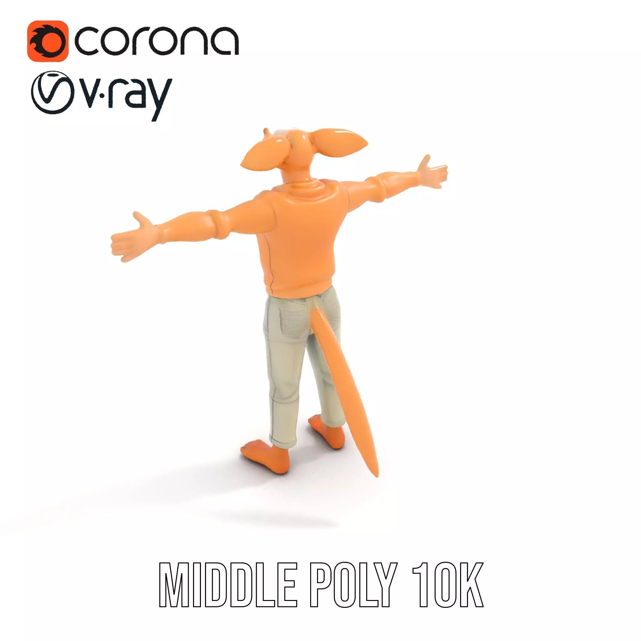 Anthropomorphic Character Model Pack with Tail and Sweater Low-poly 3D model_13