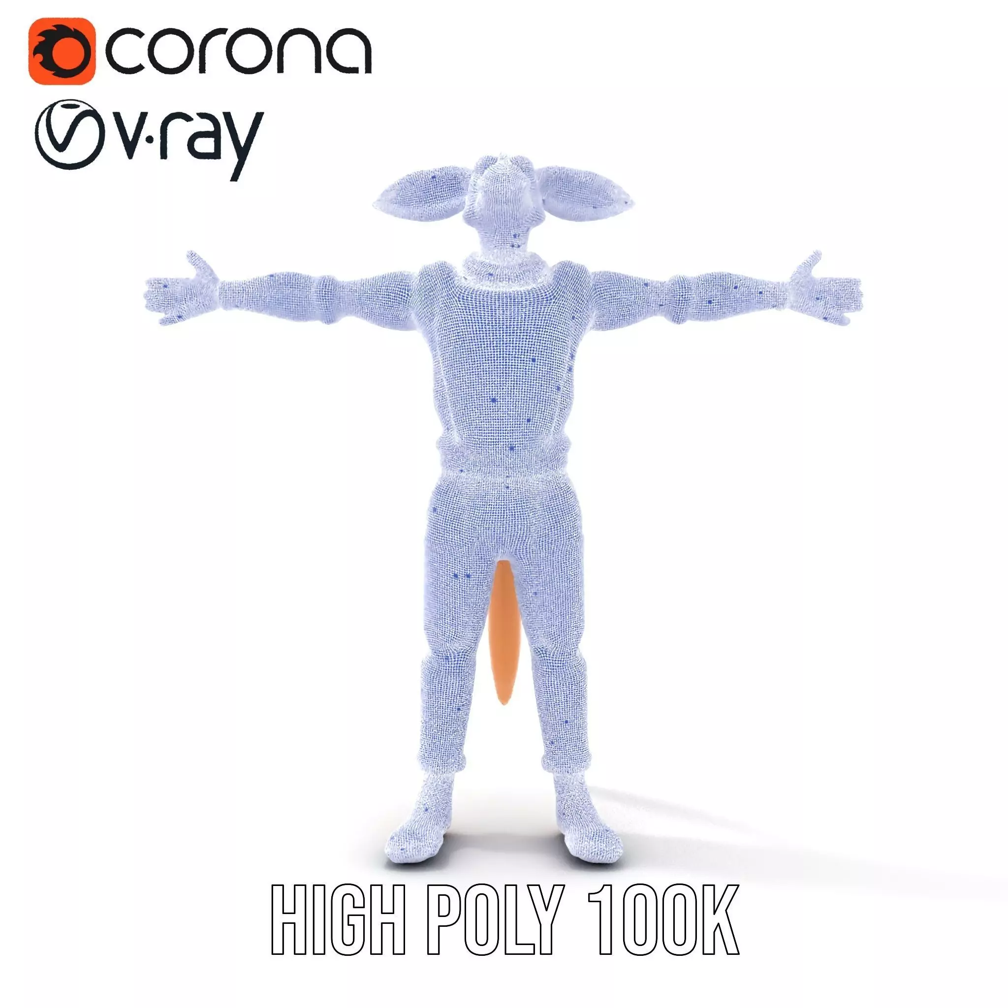 Anthropomorphic Character Model Pack with Tail and Sweater Low-poly 3D model_33