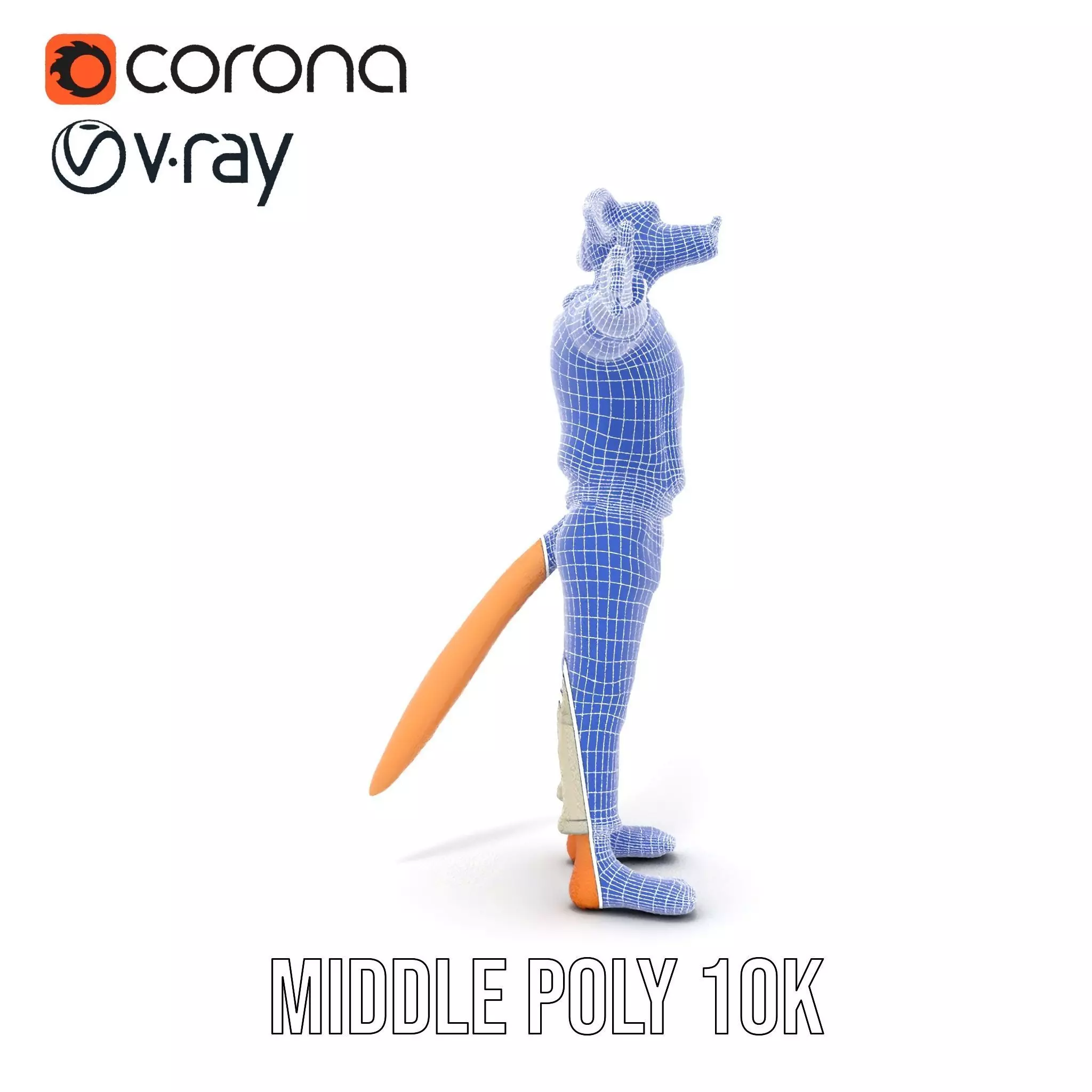 Anthropomorphic Character Model Pack with Tail and Sweater Low-poly 3D model_27