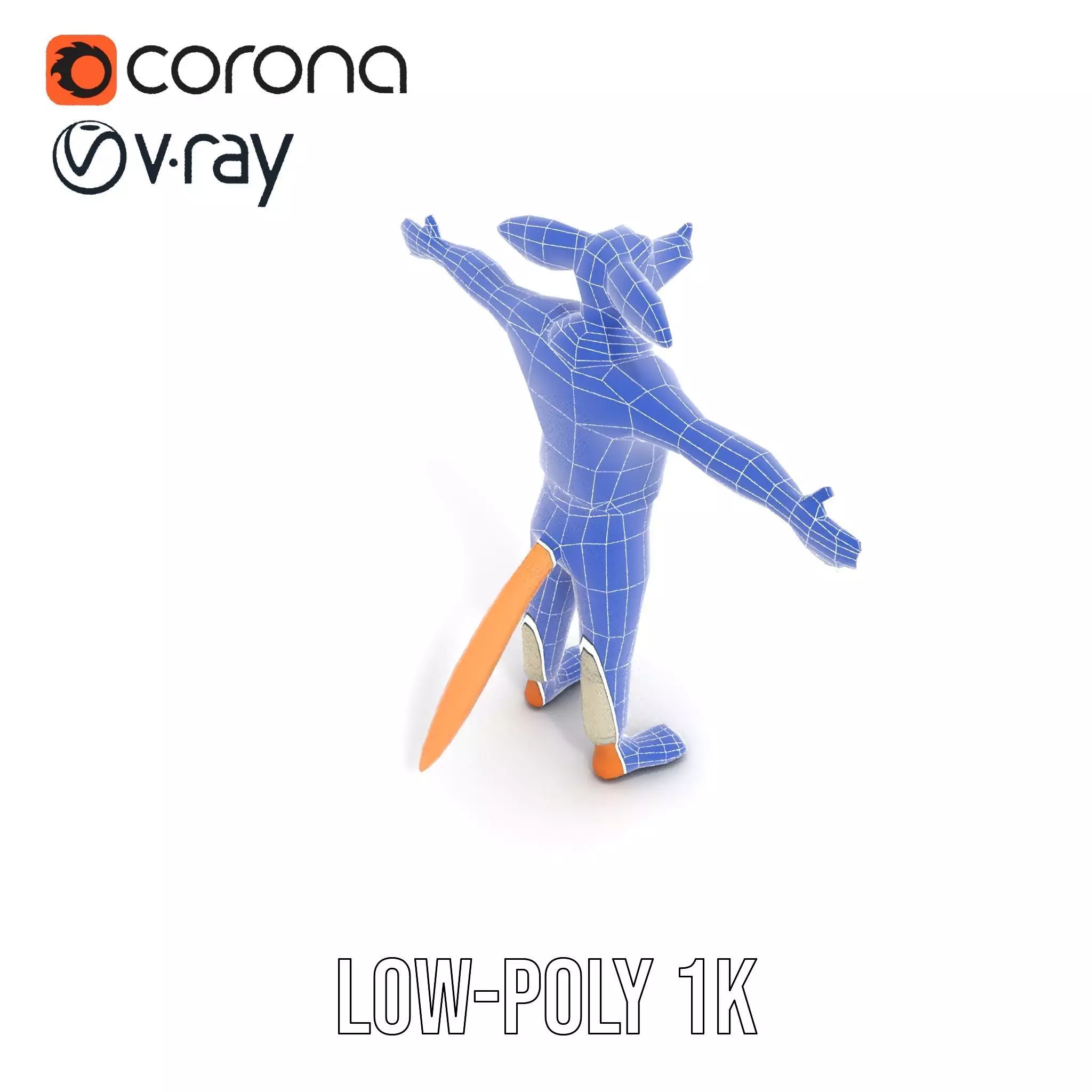 Anthropomorphic Character Model Pack with Tail and Sweater Low-poly 3D model_28