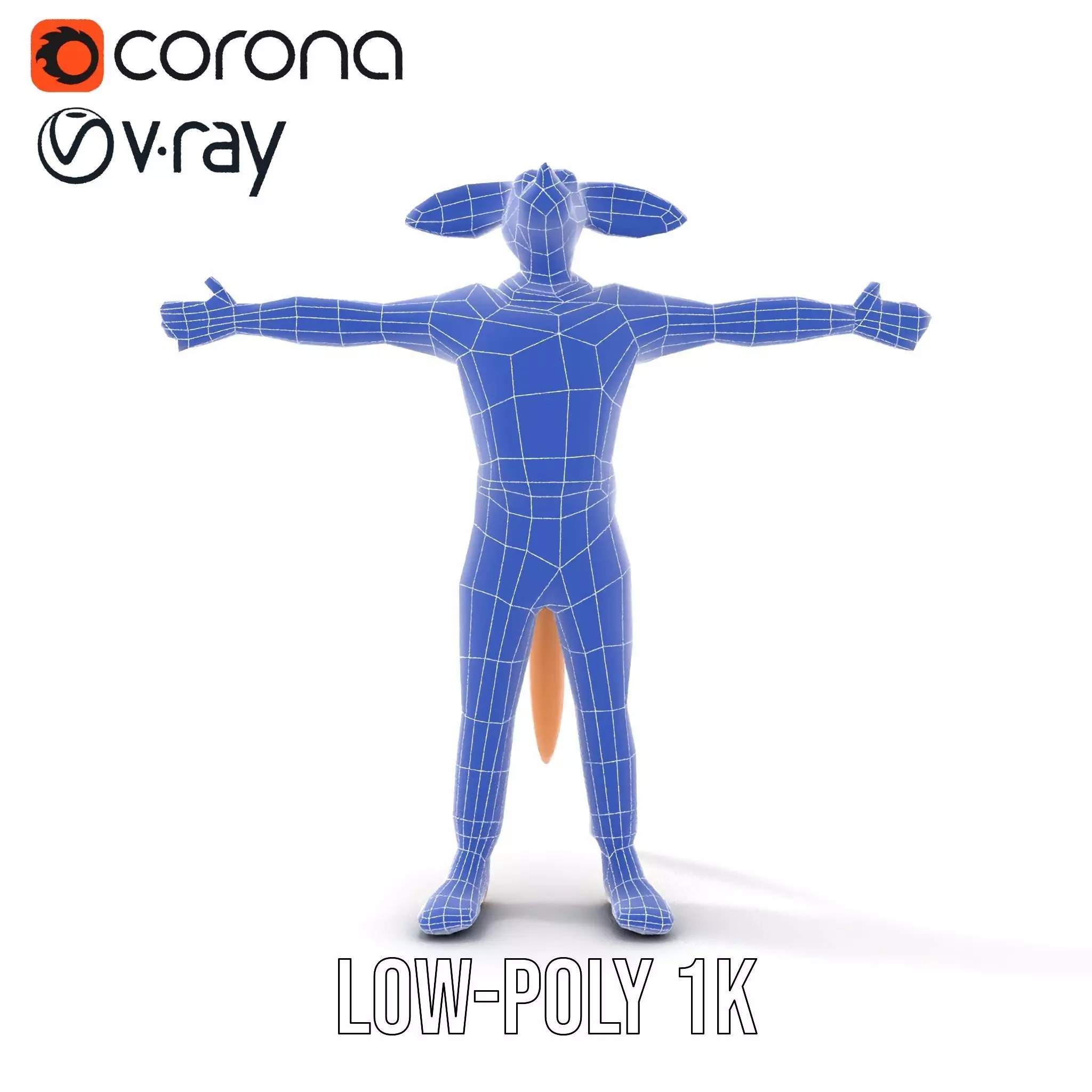 Anthropomorphic Character Model Pack with Tail and Sweater Low-poly 3D model_7