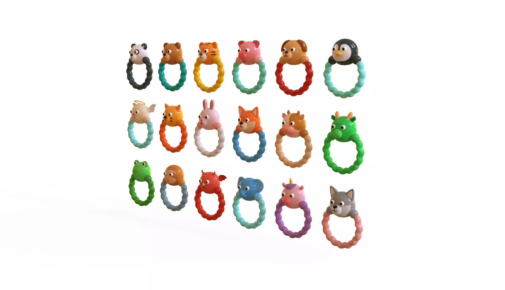 Teething Ring Pack 01 Low-poly 3D model_3