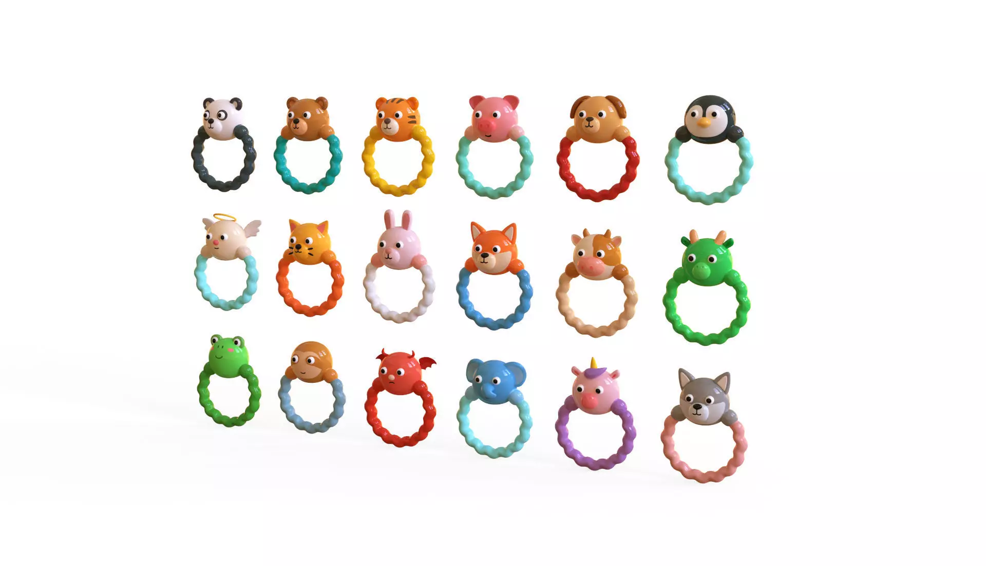 Teething Ring Pack 01 Low-poly 3D model_2