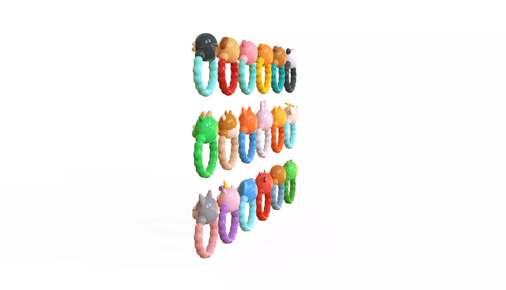 Teething Ring Pack 01 Low-poly 3D model_4