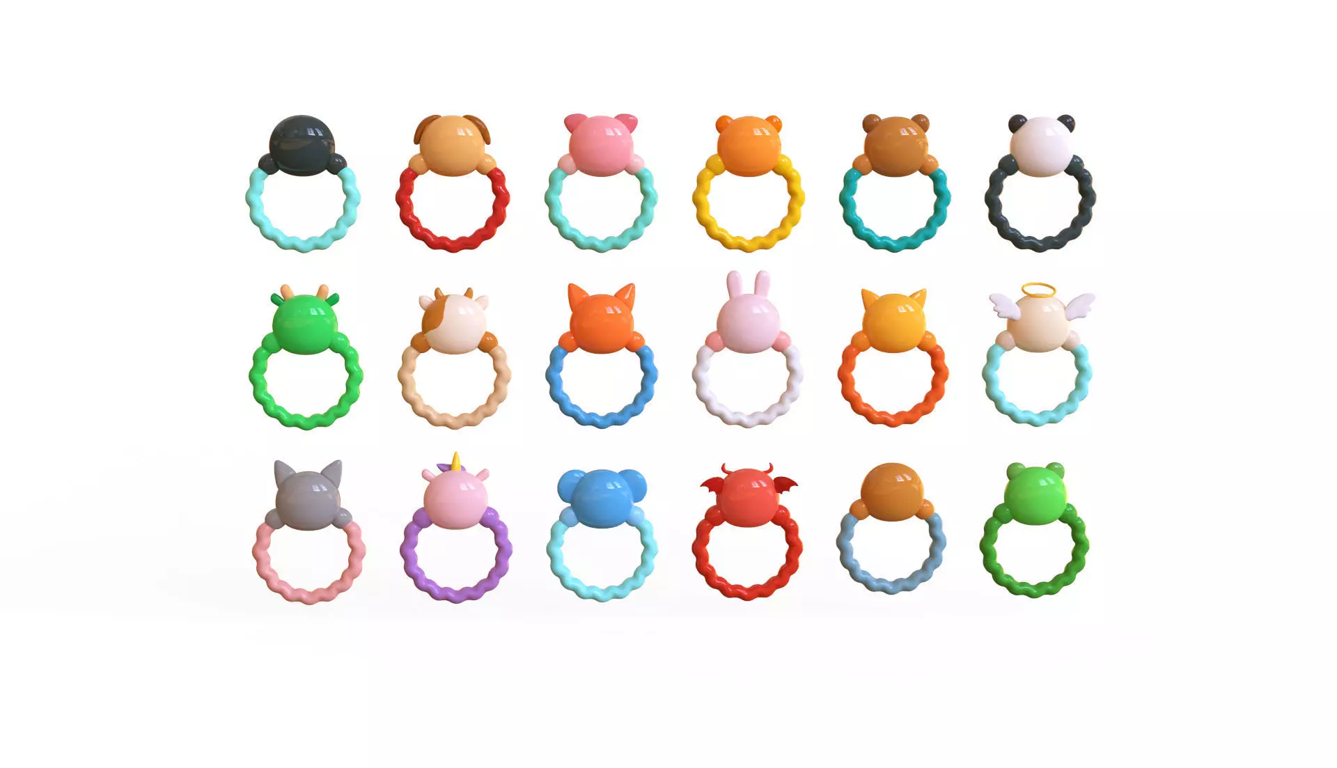 Teething Ring Pack 01 Low-poly 3D model_6