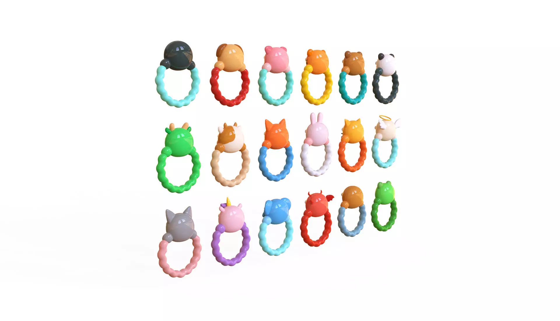 Teething Ring Pack 01 Low-poly 3D model_5
