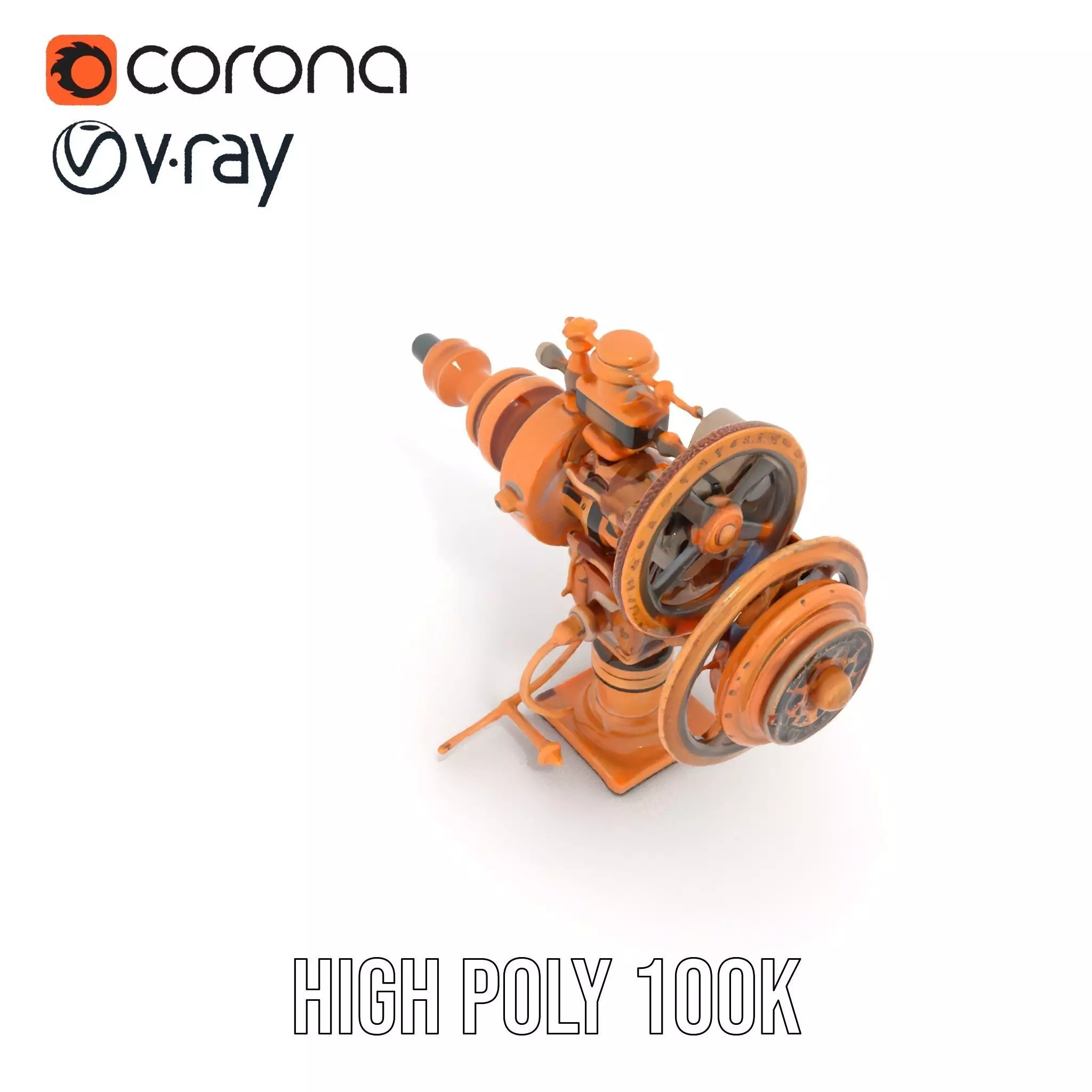 Steampunk Gear Mechanism Model Pack Low-poly 3D model_15