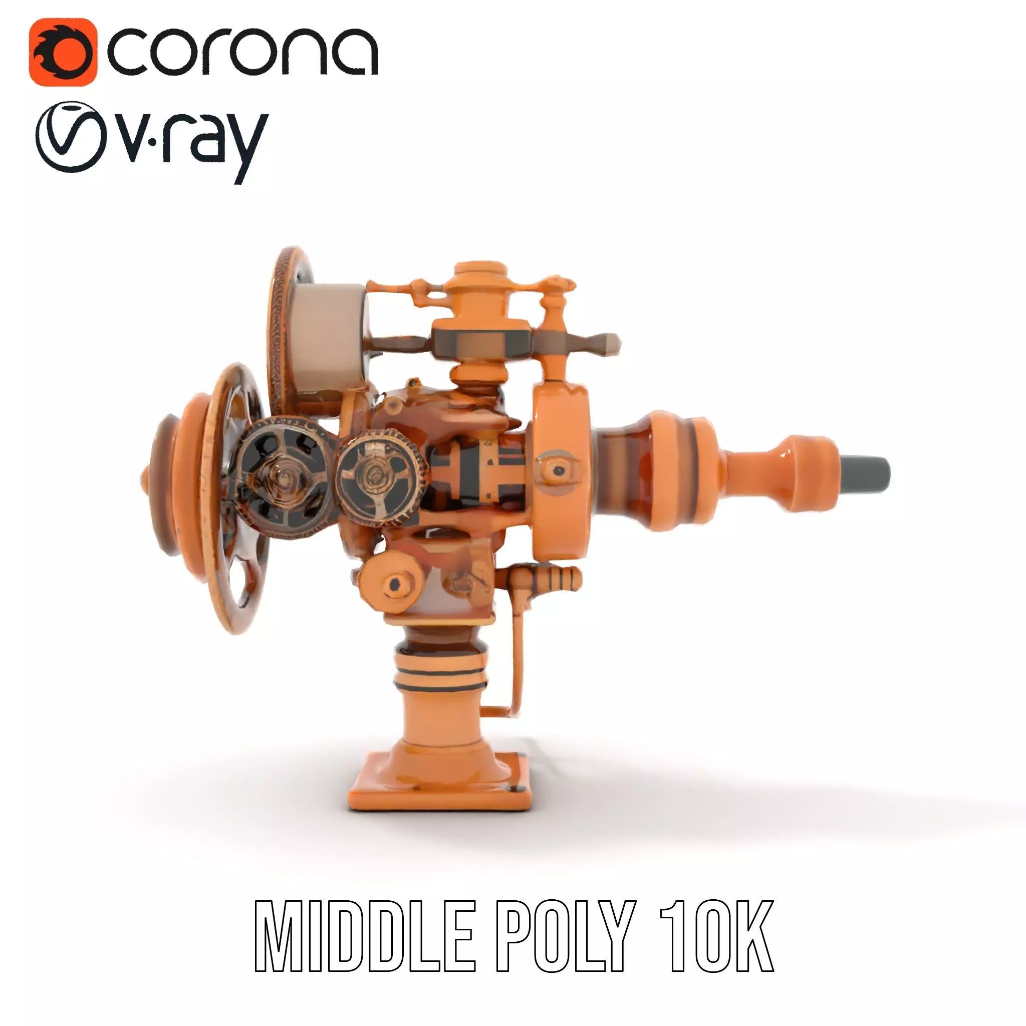 Steampunk Gear Mechanism Model Pack Low-poly 3D model_5