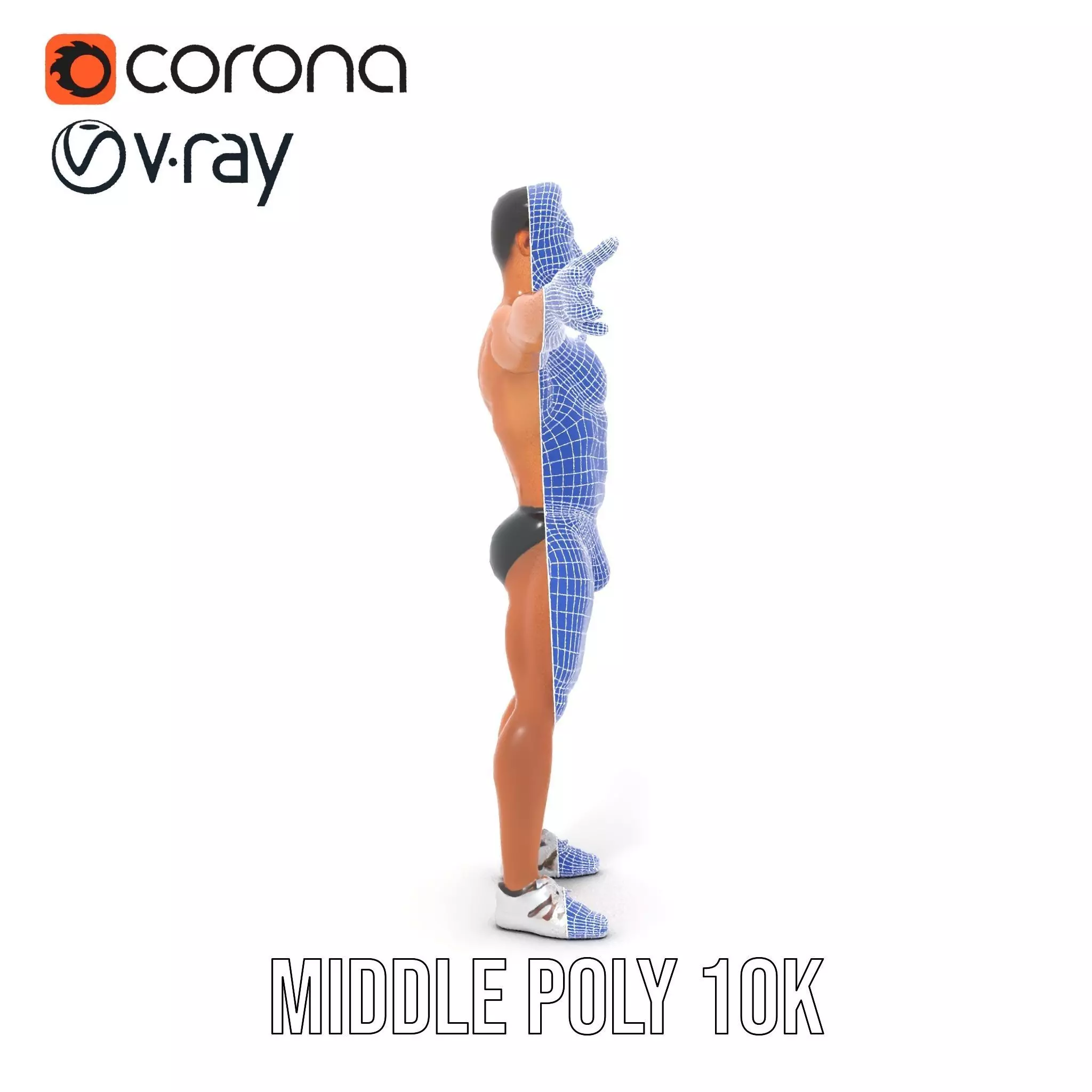 Muscular Male Anatomy Model Pack with Swimsuit Low-poly 3D model_27