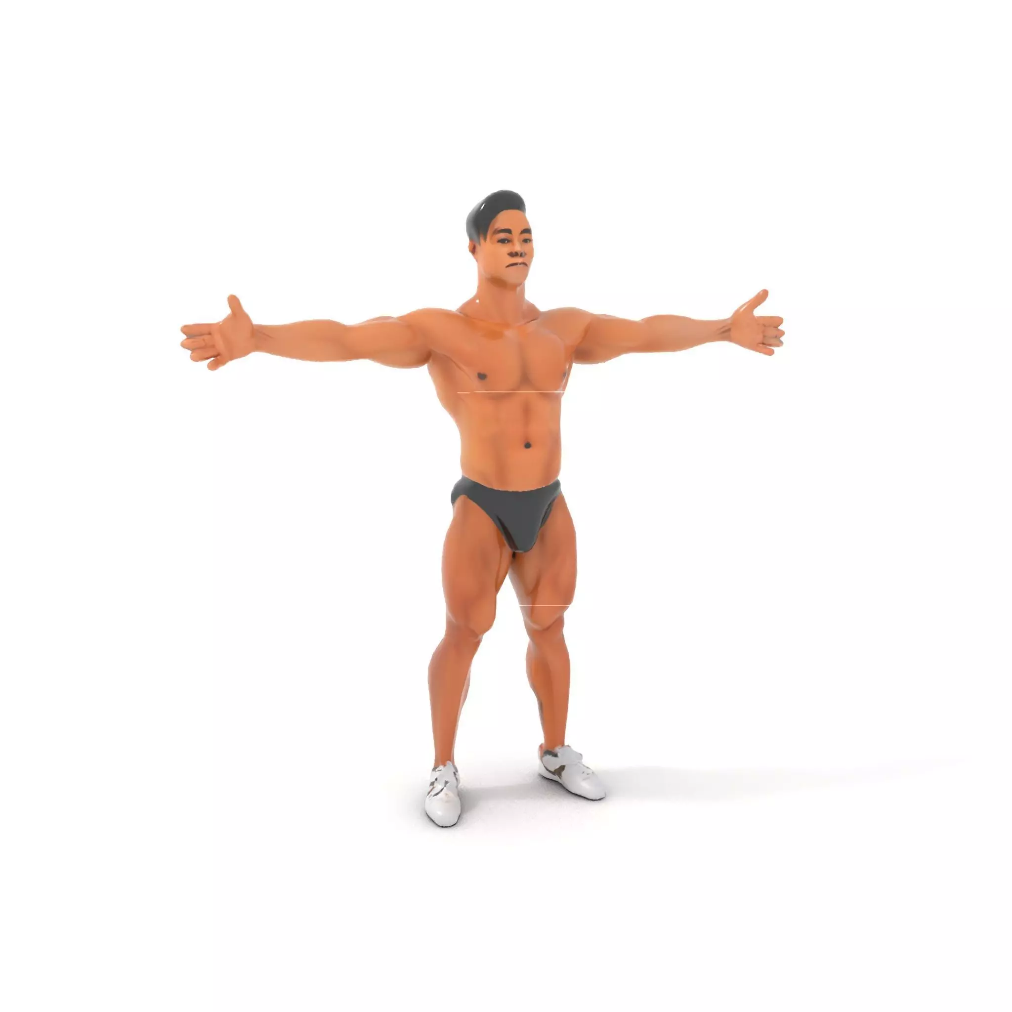 Muscular Male Anatomy Model Pack with Swimsuit Low-poly 3D model_5