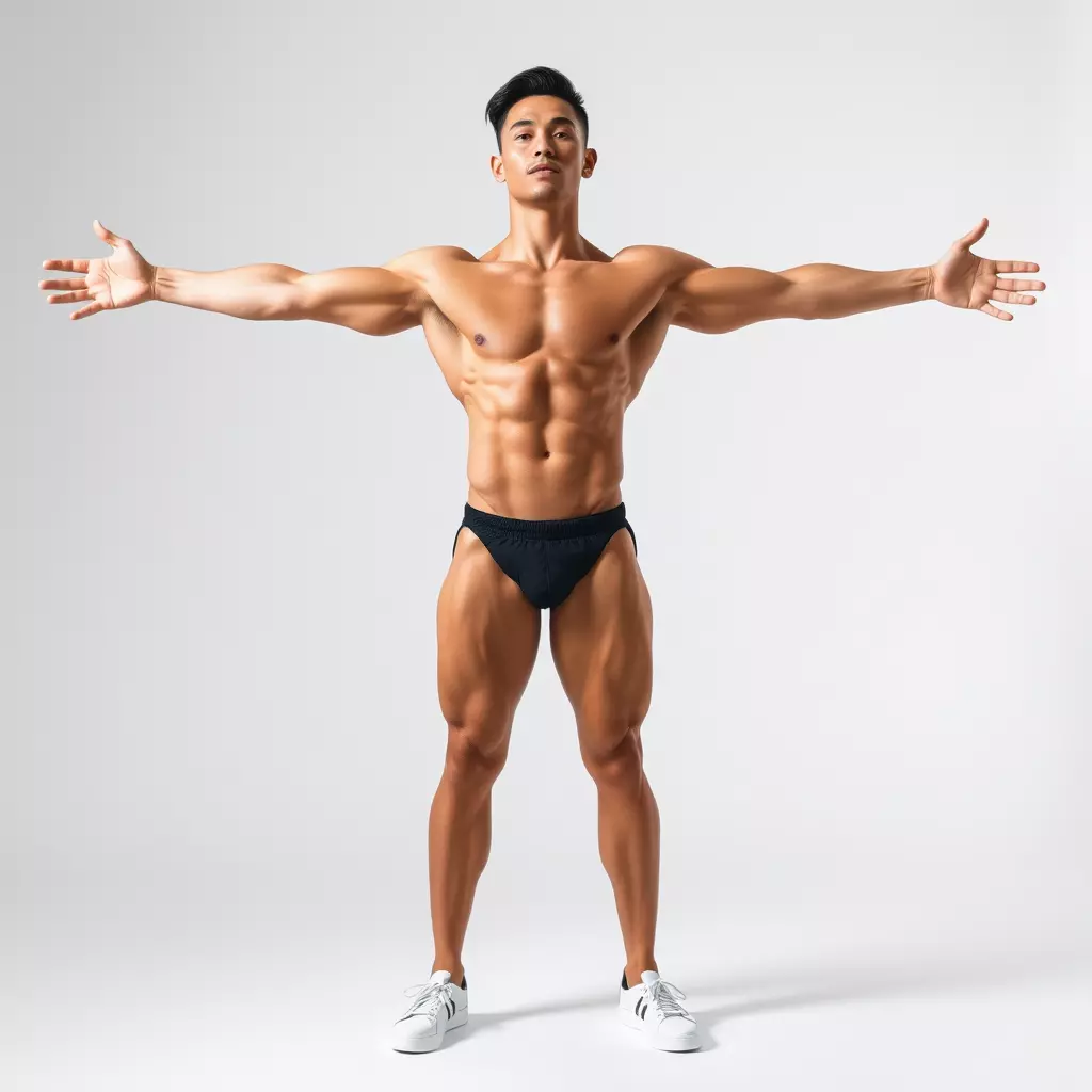Muscular Male Anatomy Model Pack with Swimsuit Low-poly 3D model_2