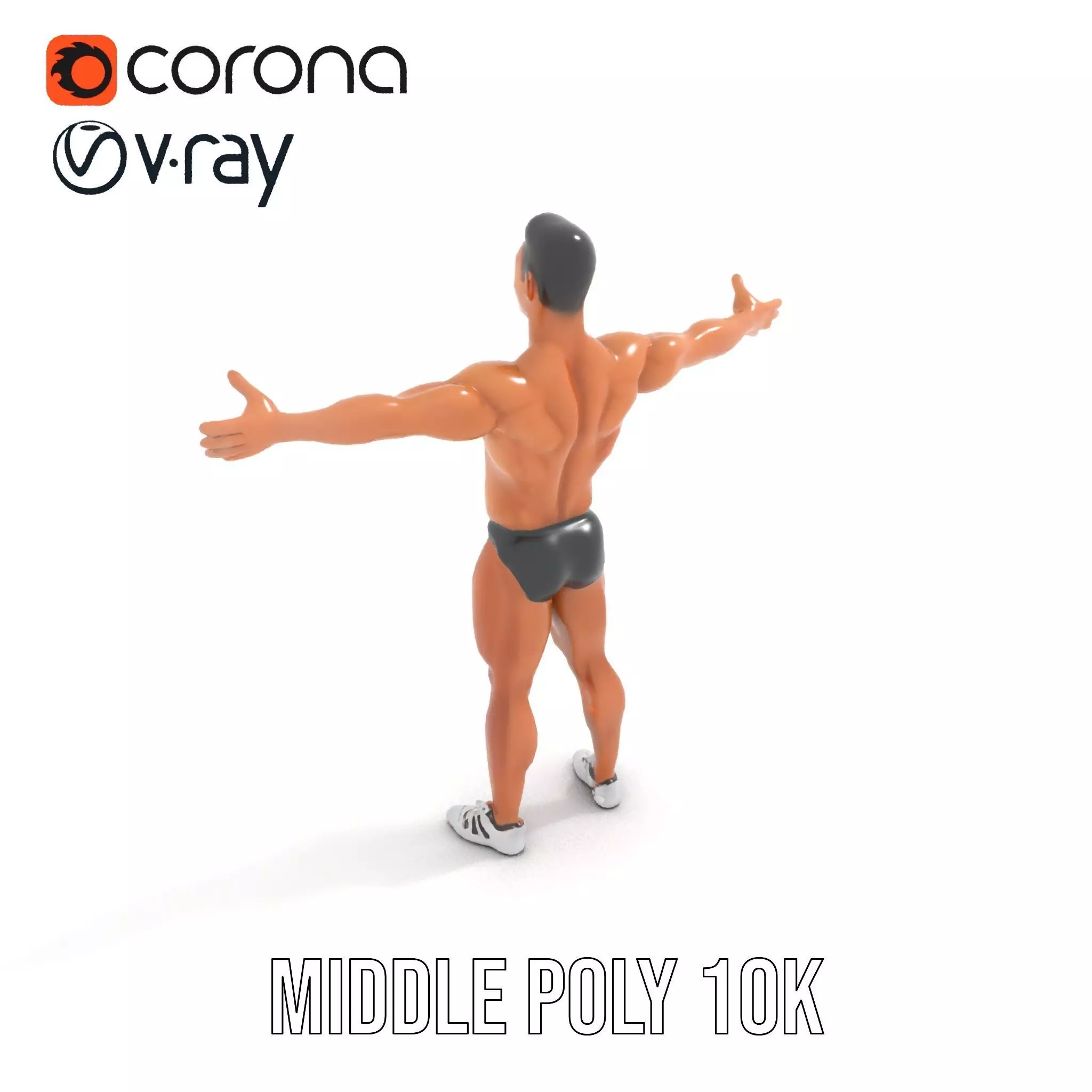 Muscular Male Anatomy Model Pack with Swimsuit Low-poly 3D model_21