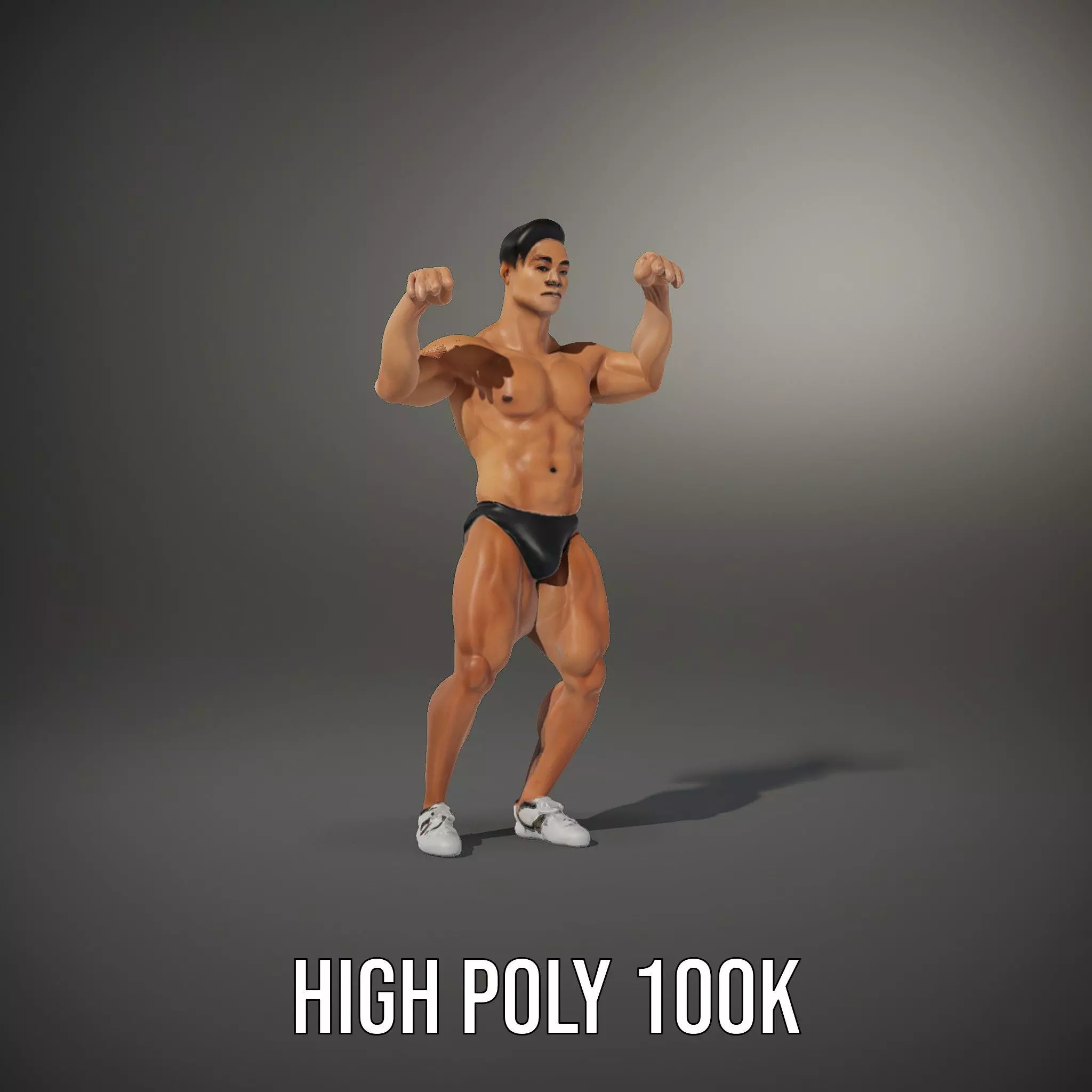 Muscular Male Anatomy Model Pack with Swimsuit Low-poly 3D model_26