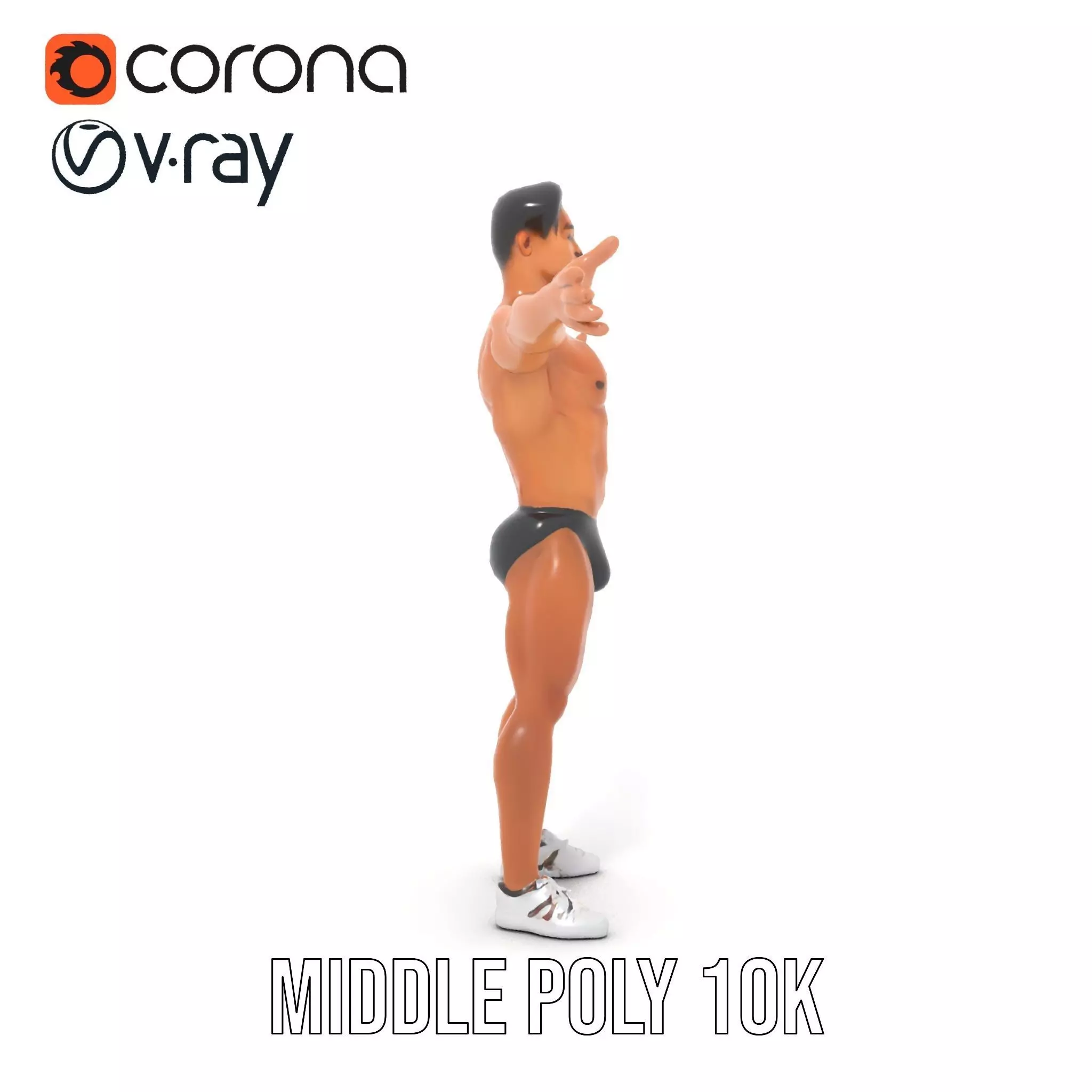 Muscular Male Anatomy Model Pack with Swimsuit Low-poly 3D model_6