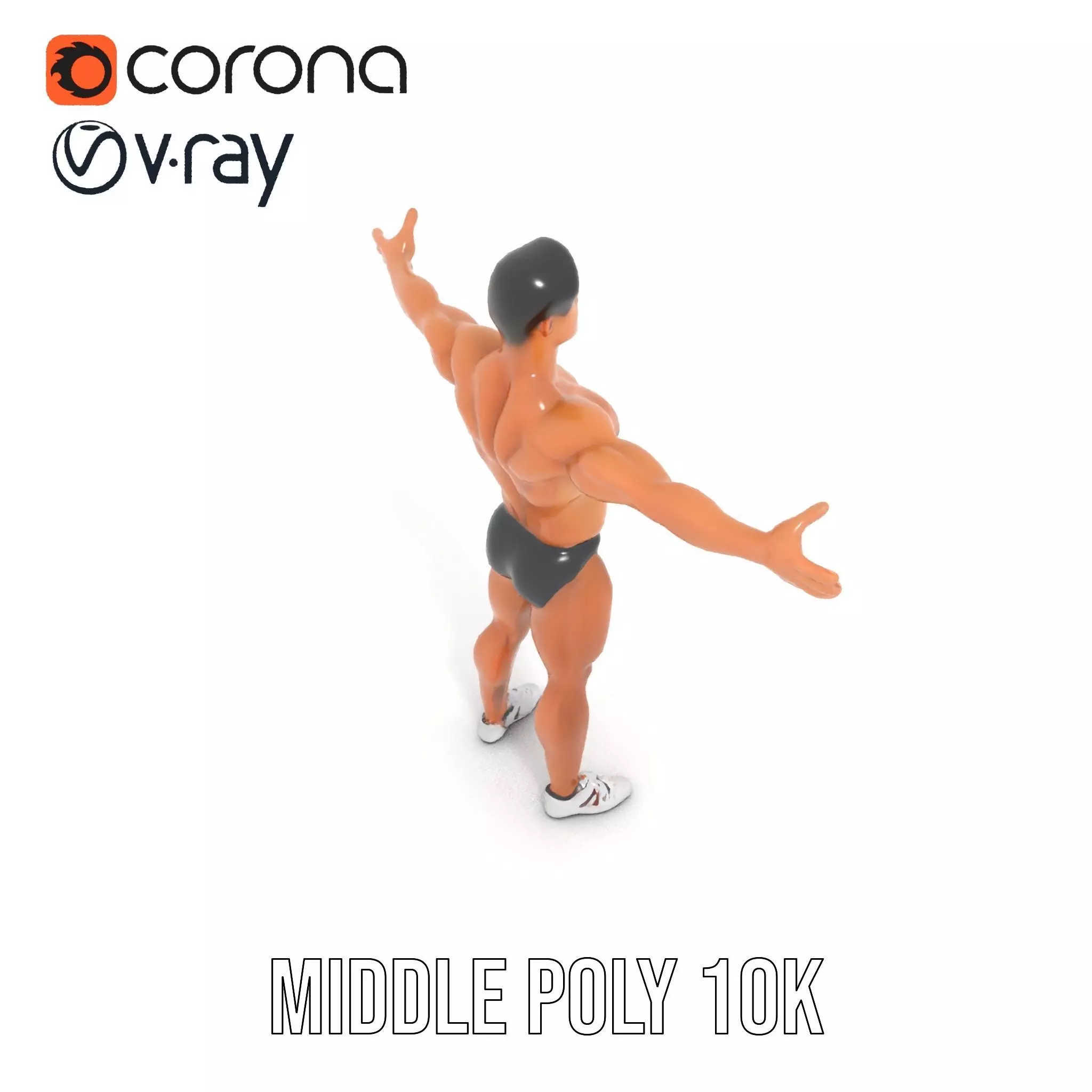 Muscular Male Anatomy Model Pack with Swimsuit Low-poly 3D model_24