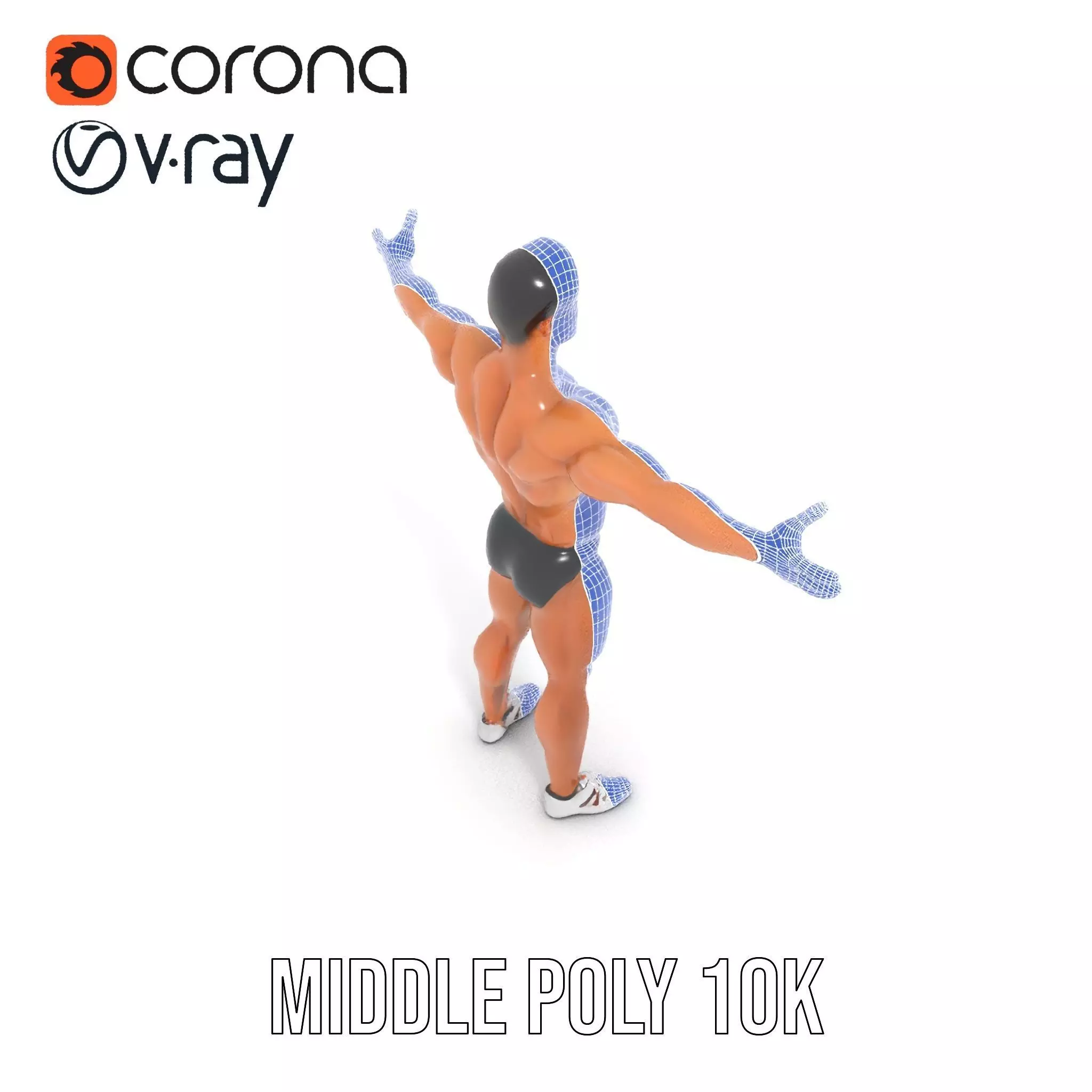 Muscular Male Anatomy Model Pack with Swimsuit Low-poly 3D model_18