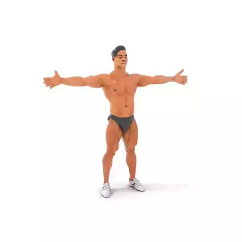 Muscular Male Anatomy Model Pack with Swimsuit Low-poly 3D model
