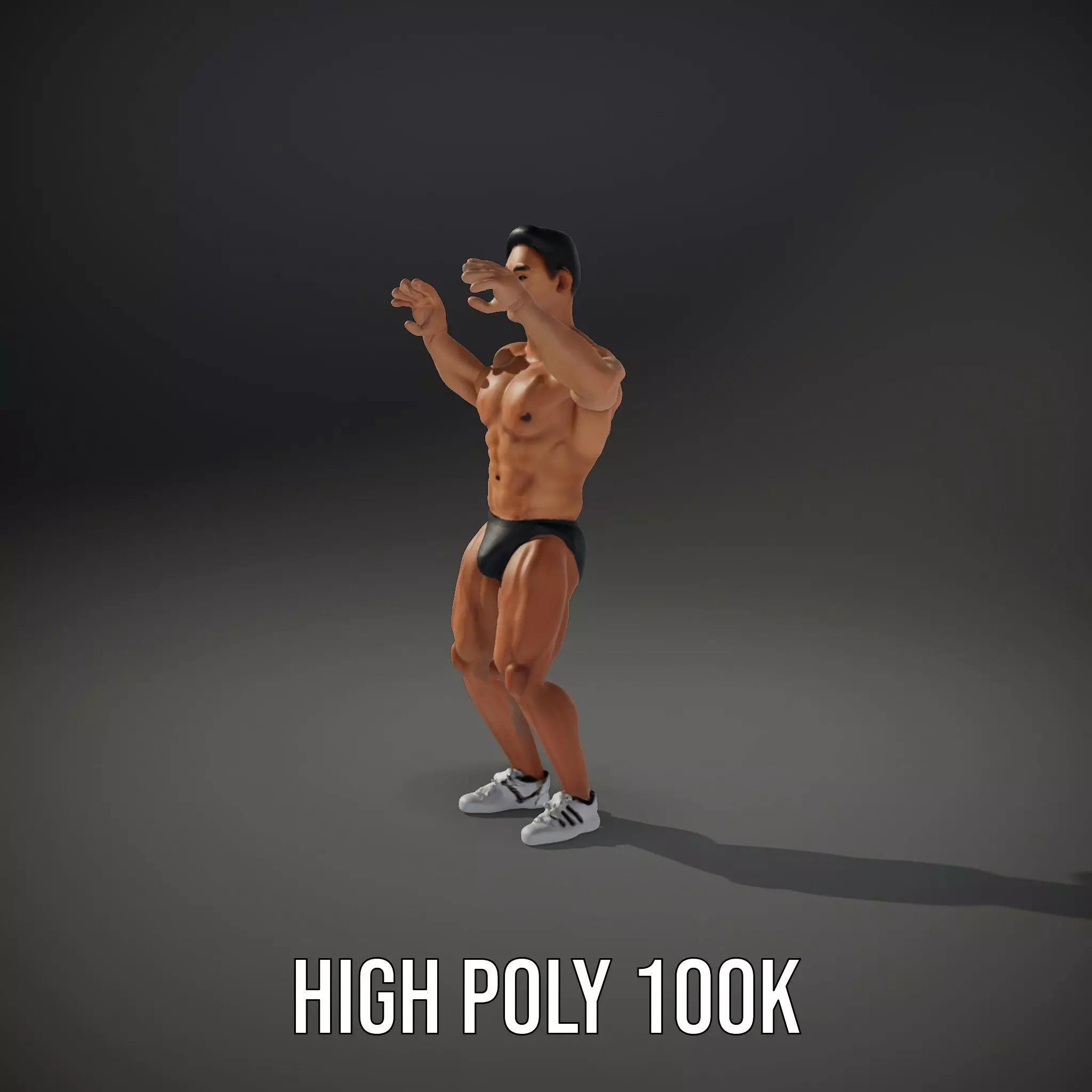 Muscular Male Anatomy Model Pack with Swimsuit Low-poly 3D model_9