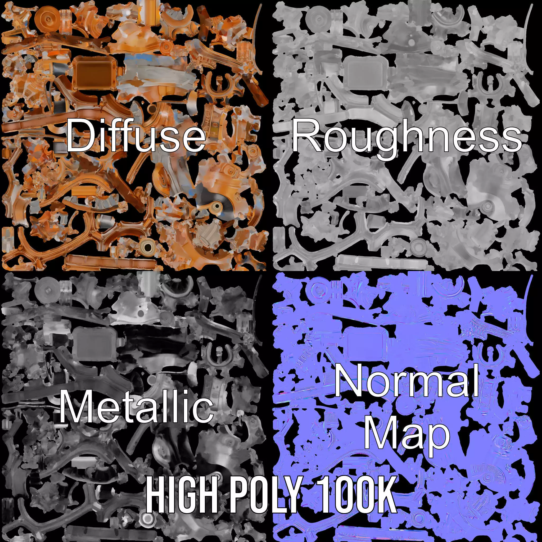 Steampunk Engine Model Pack with Intricate Detailing Low-poly 3D model_3