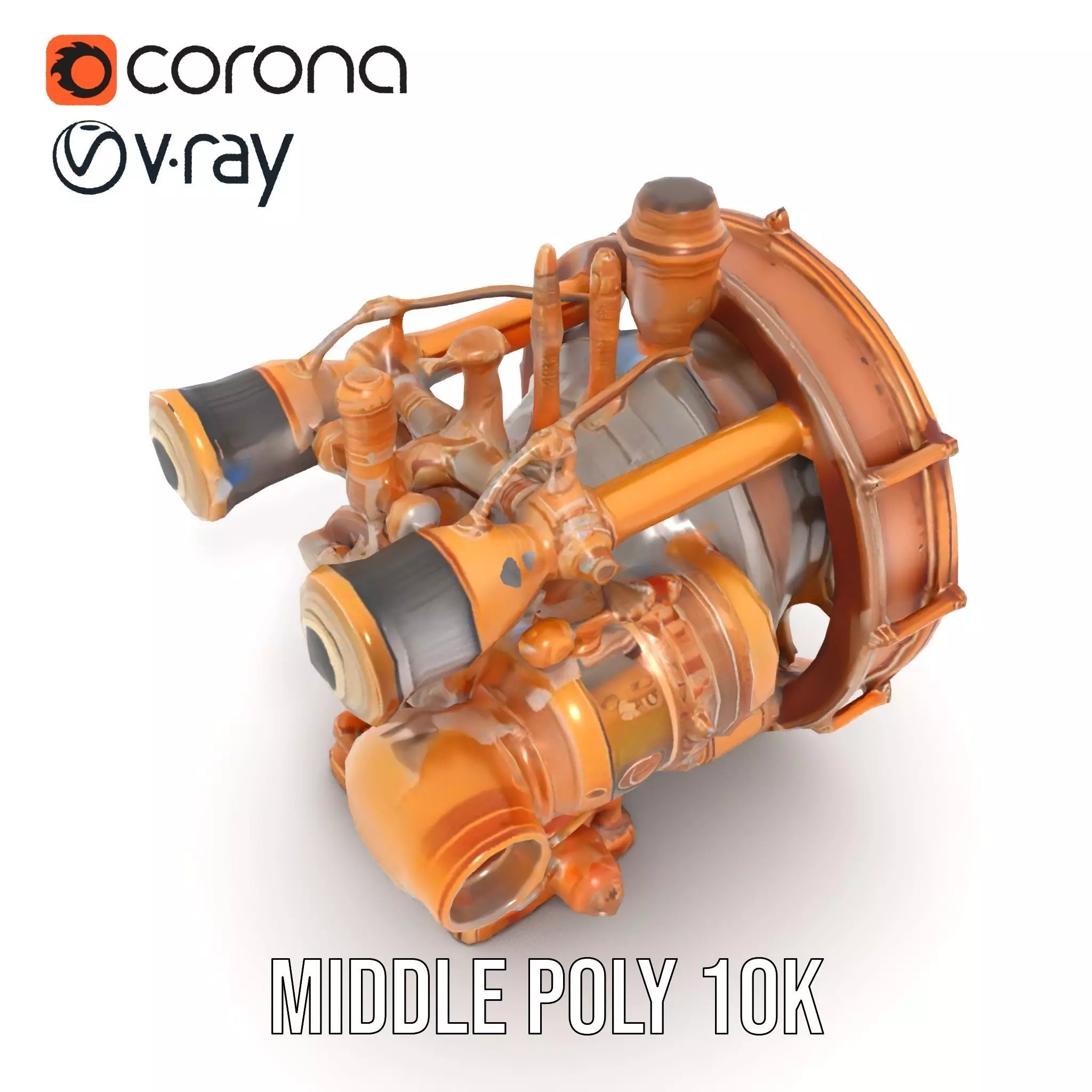 Steampunk Engine Model Pack with Intricate Detailing Low-poly 3D model_15