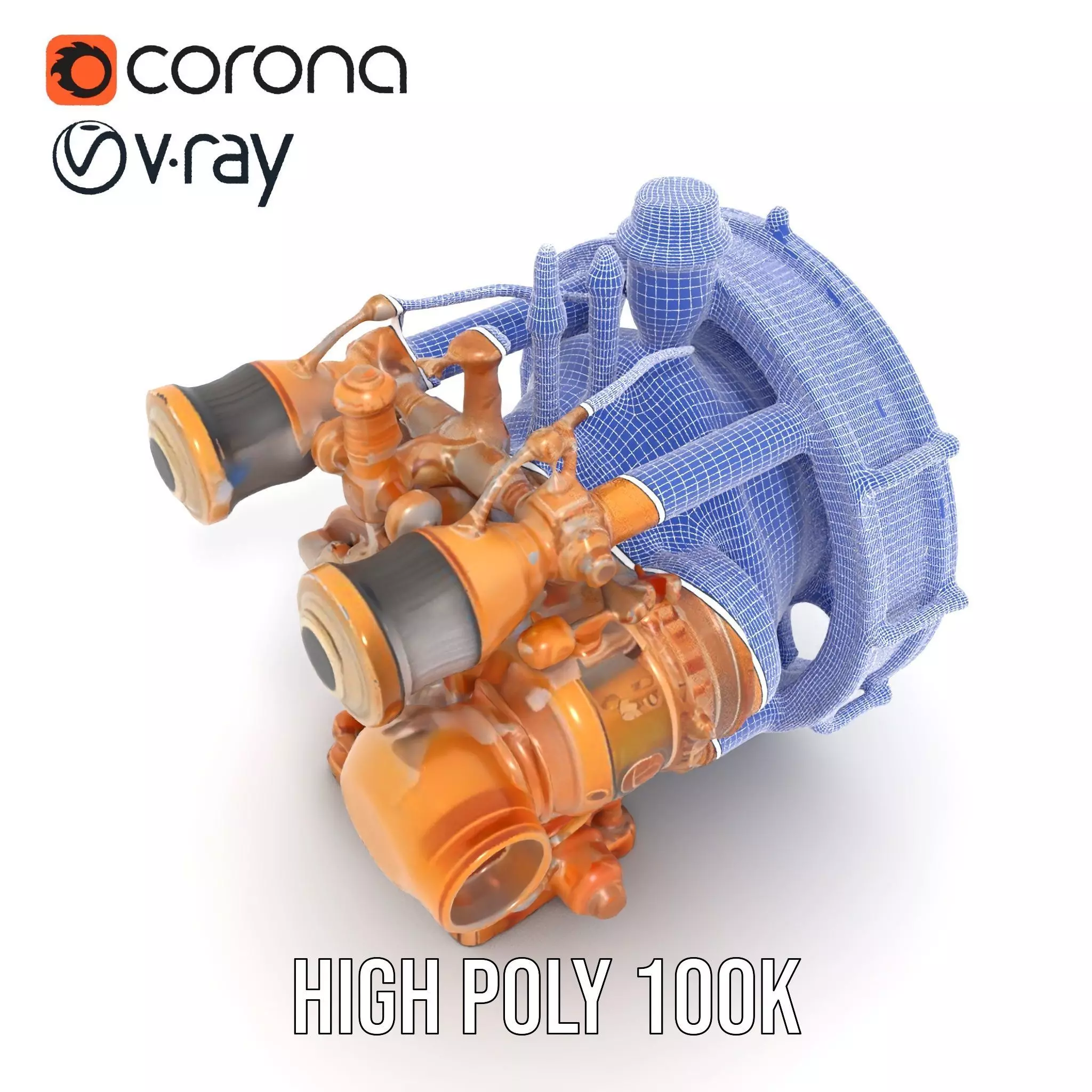 Steampunk Engine Model Pack with Intricate Detailing Low-poly 3D model_28