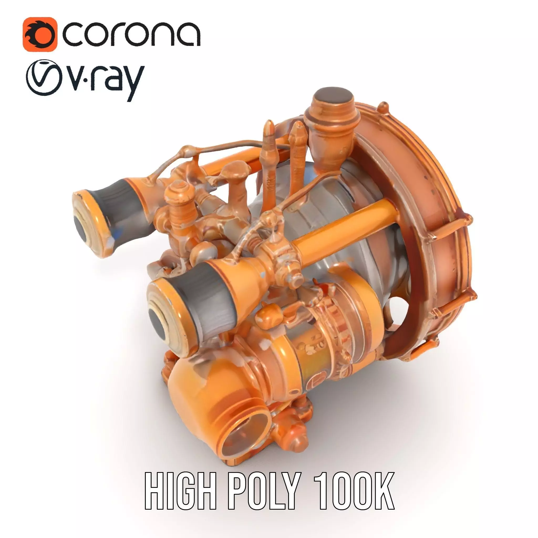 Steampunk Engine Model Pack with Intricate Detailing Low-poly 3D model_17