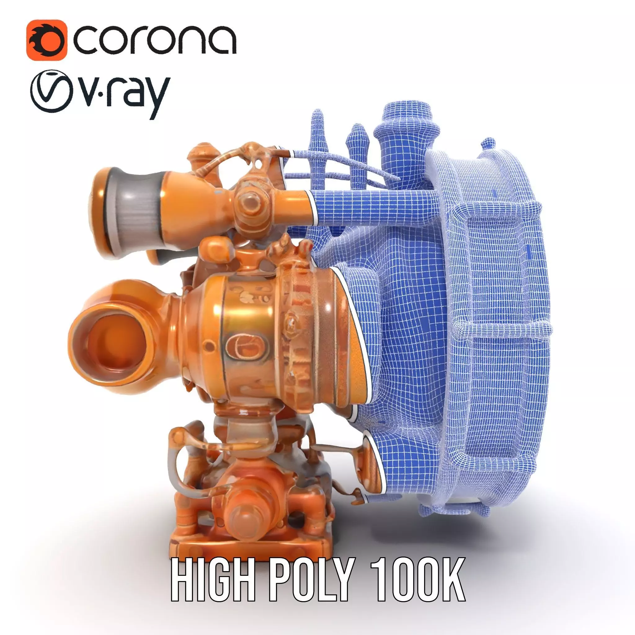 Steampunk Engine Model Pack with Intricate Detailing Low-poly 3D model_34