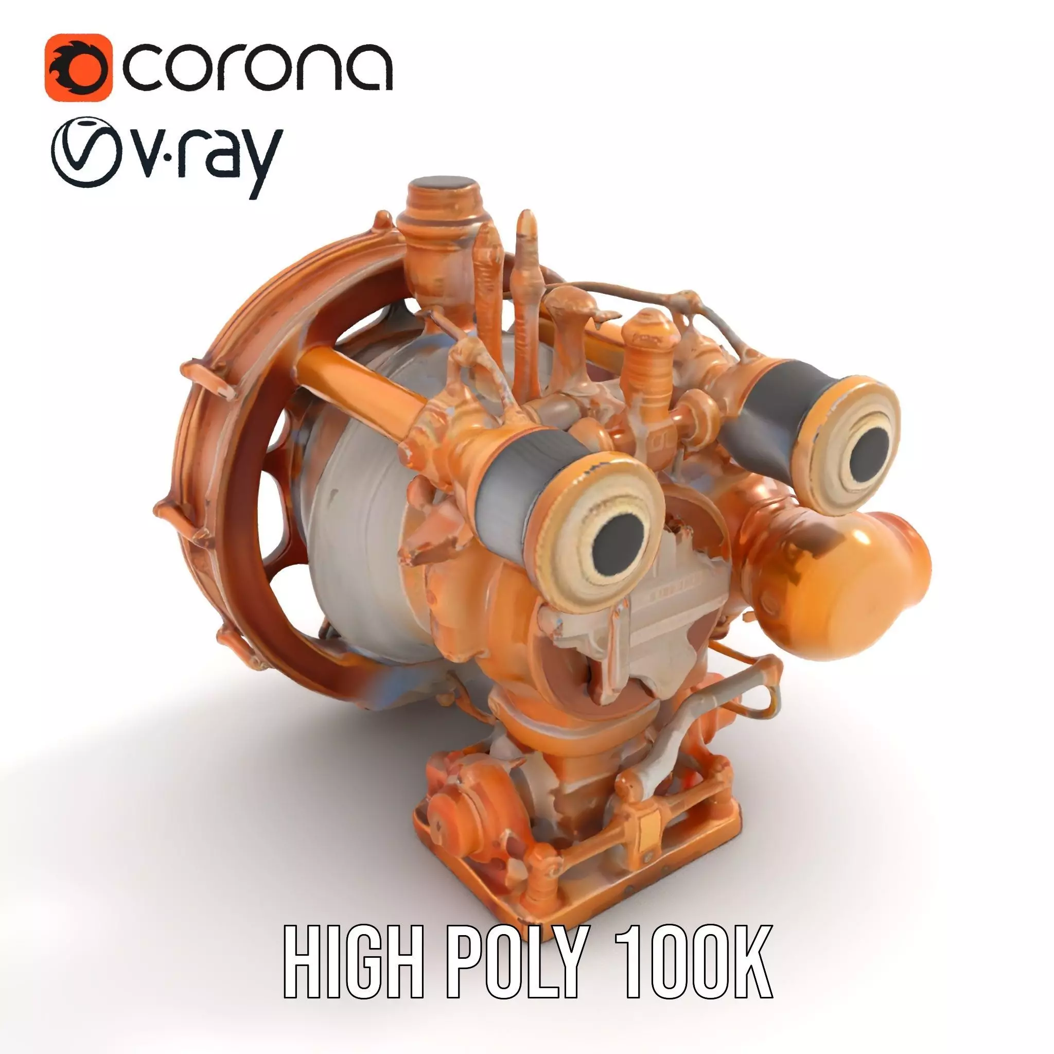 Steampunk Engine Model Pack with Intricate Detailing Low-poly 3D model_20