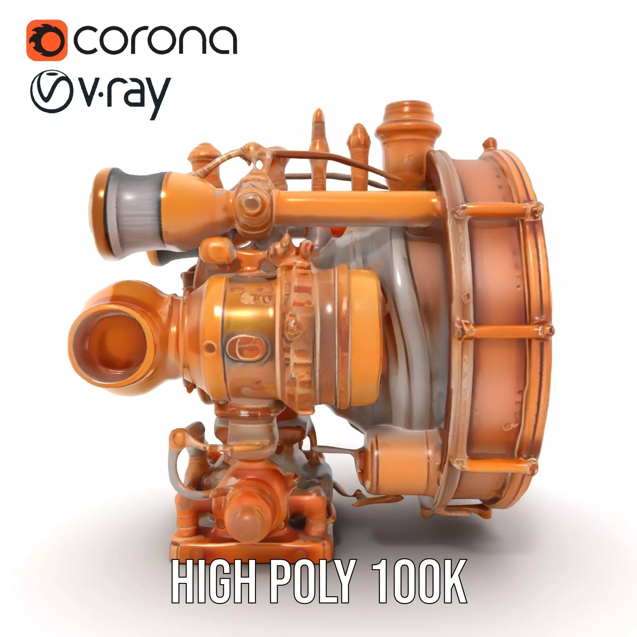 Steampunk Engine Model Pack with Intricate Detailing Low-poly 3D model_31