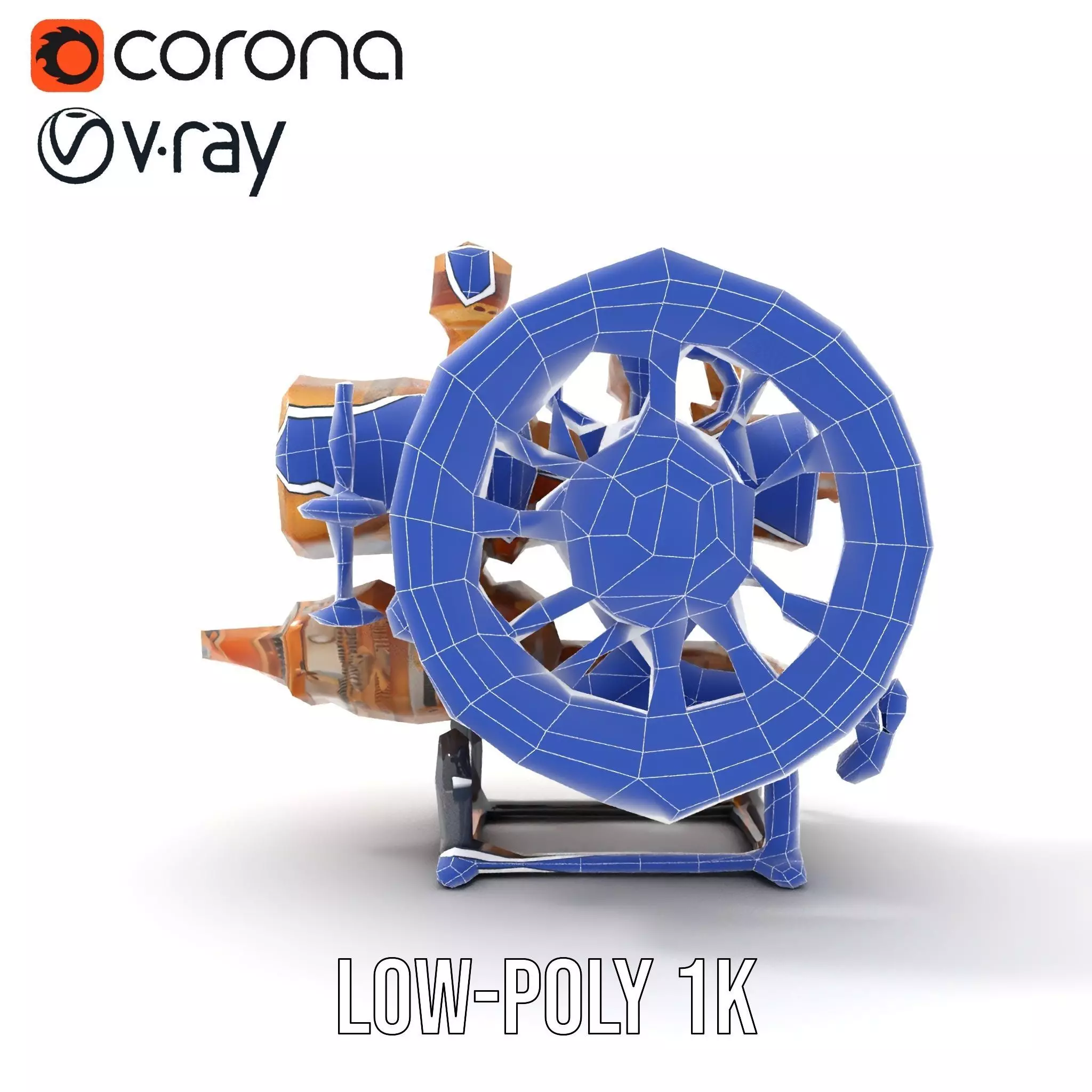 Steampunk Engine Model Pack with Realistic Brass Finish Low-poly 3D model_30