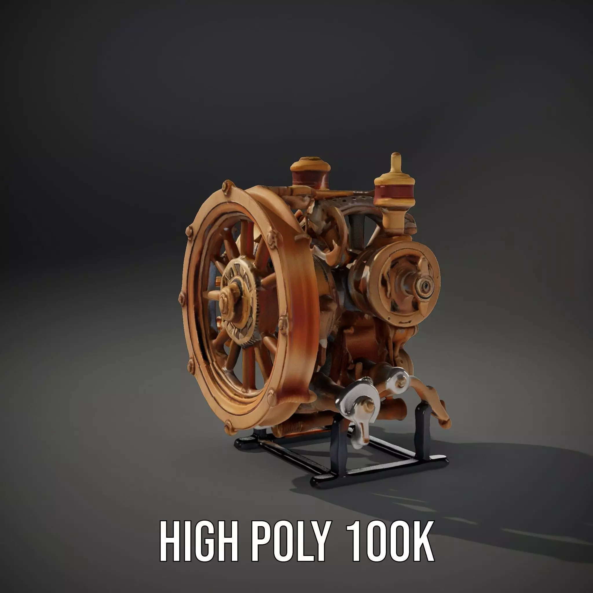 Steampunk Engine Model Pack with Realistic Brass Finish Low-poly 3D model_10