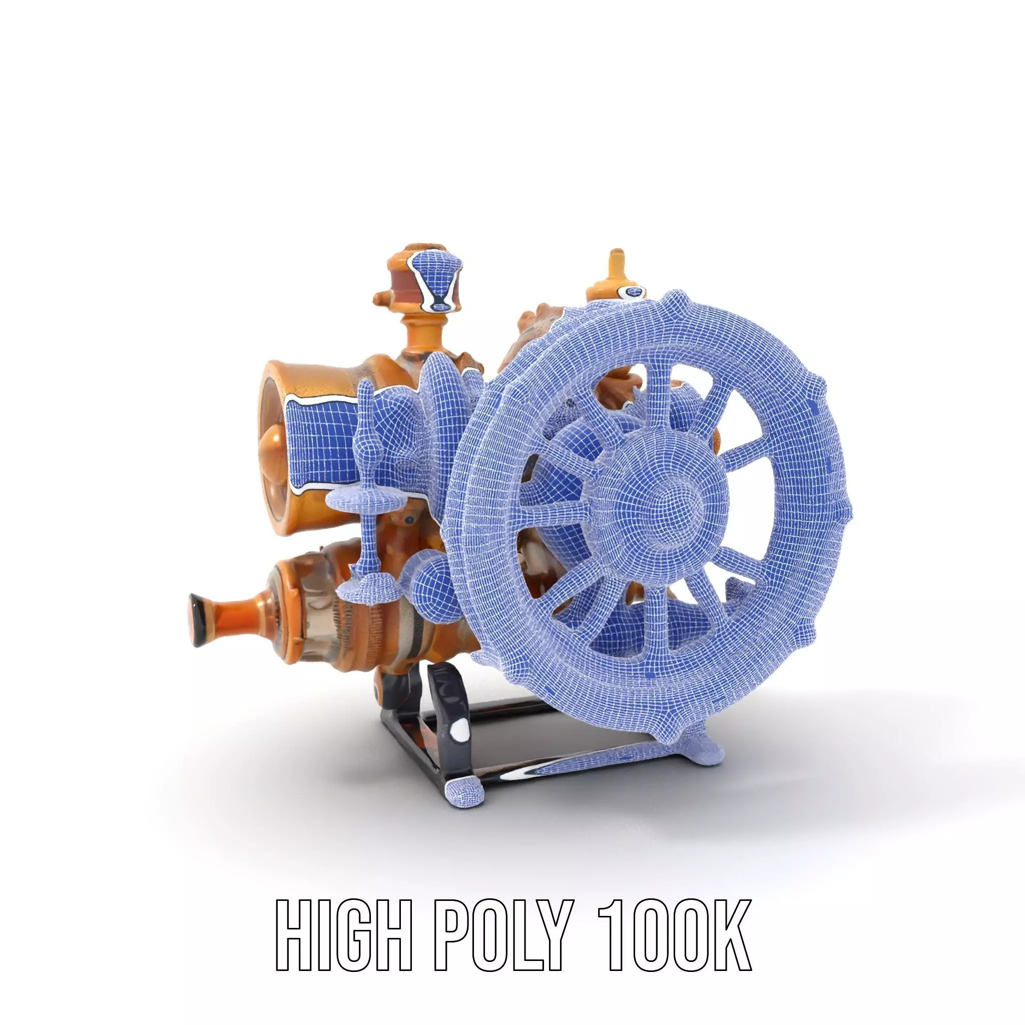 Steampunk Engine Model Pack with Realistic Brass Finish Low-poly 3D model_4