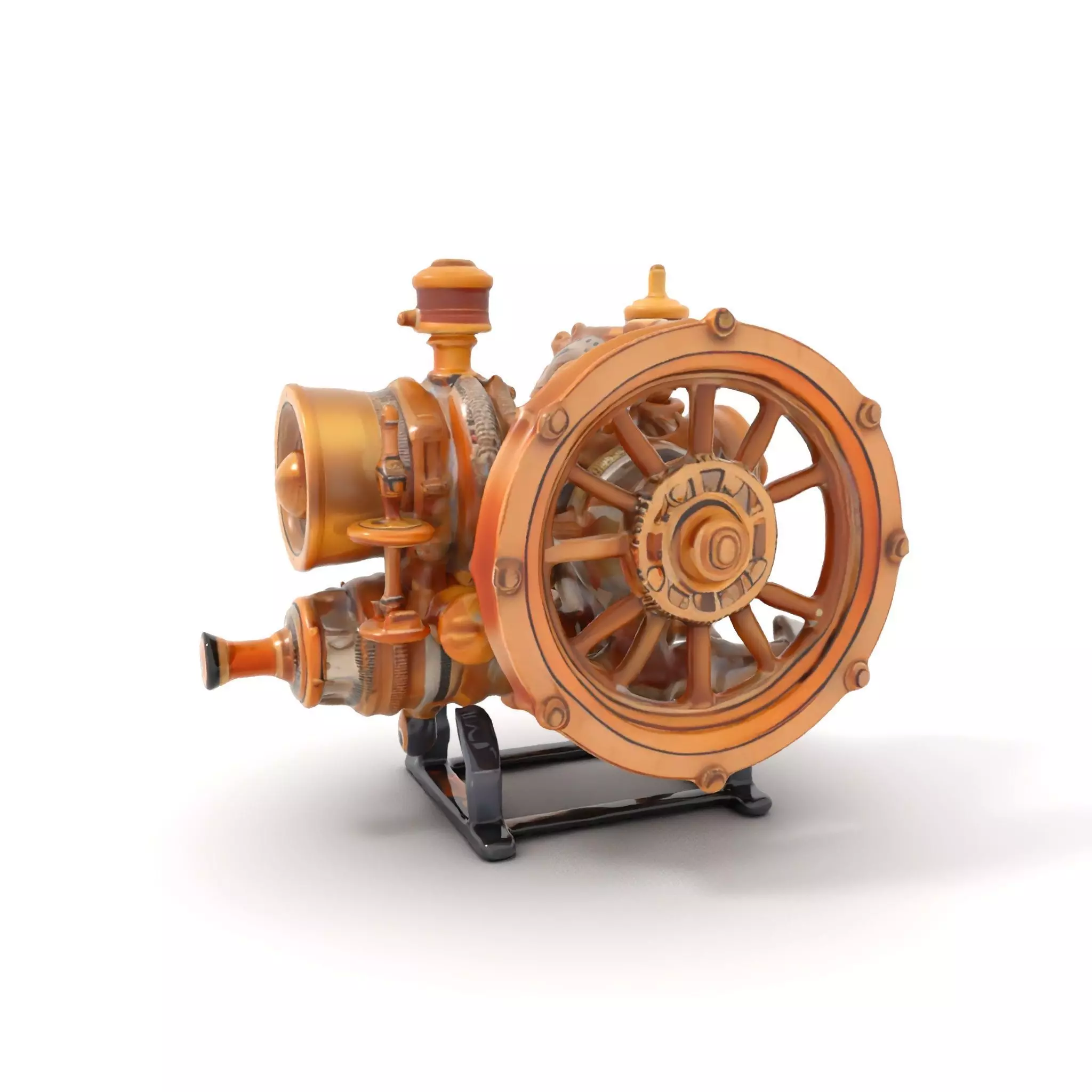 Steampunk Engine Model Pack with Realistic Brass Finish Low-poly 3D model_0
