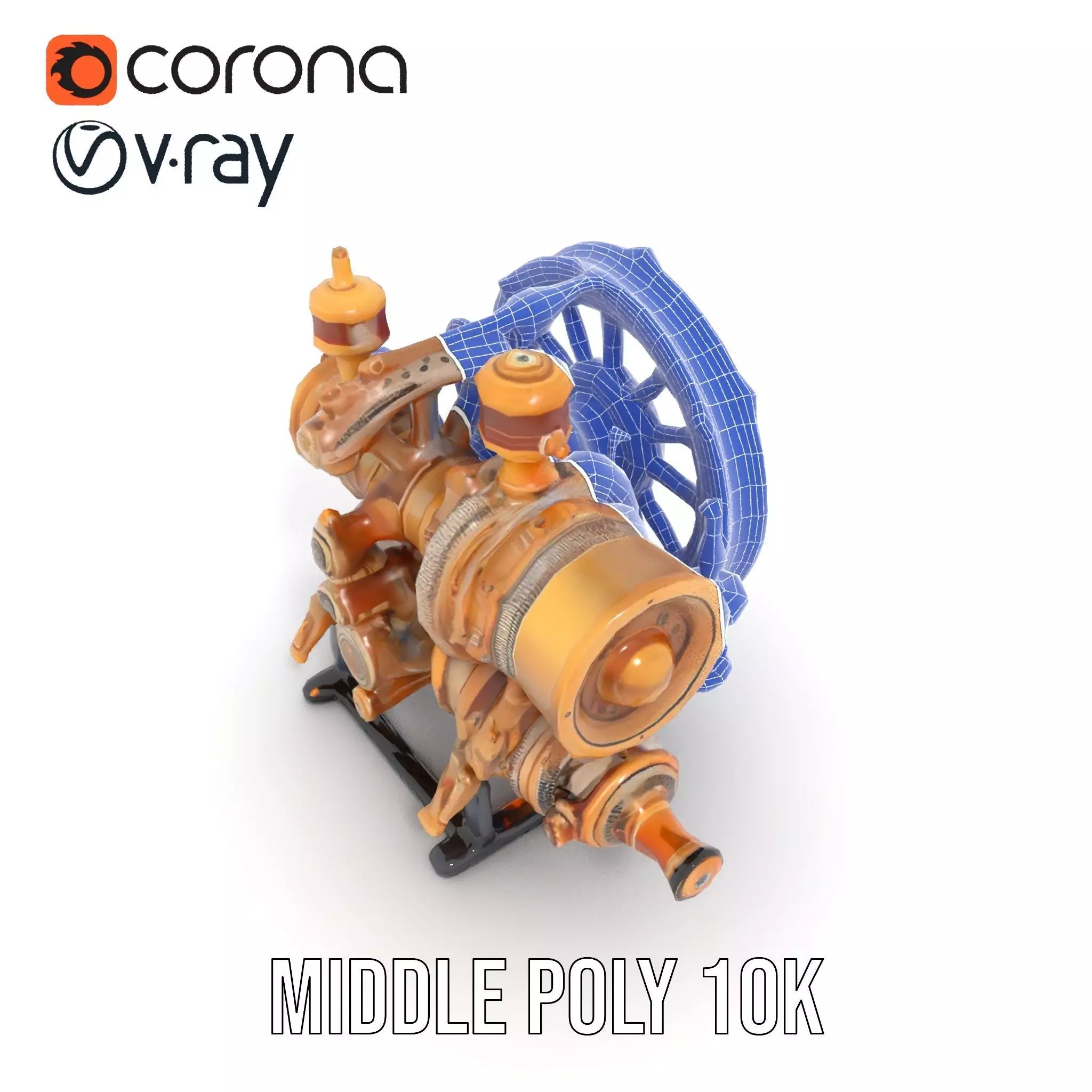 Steampunk Engine Model Pack with Realistic Brass Finish Low-poly 3D model_23