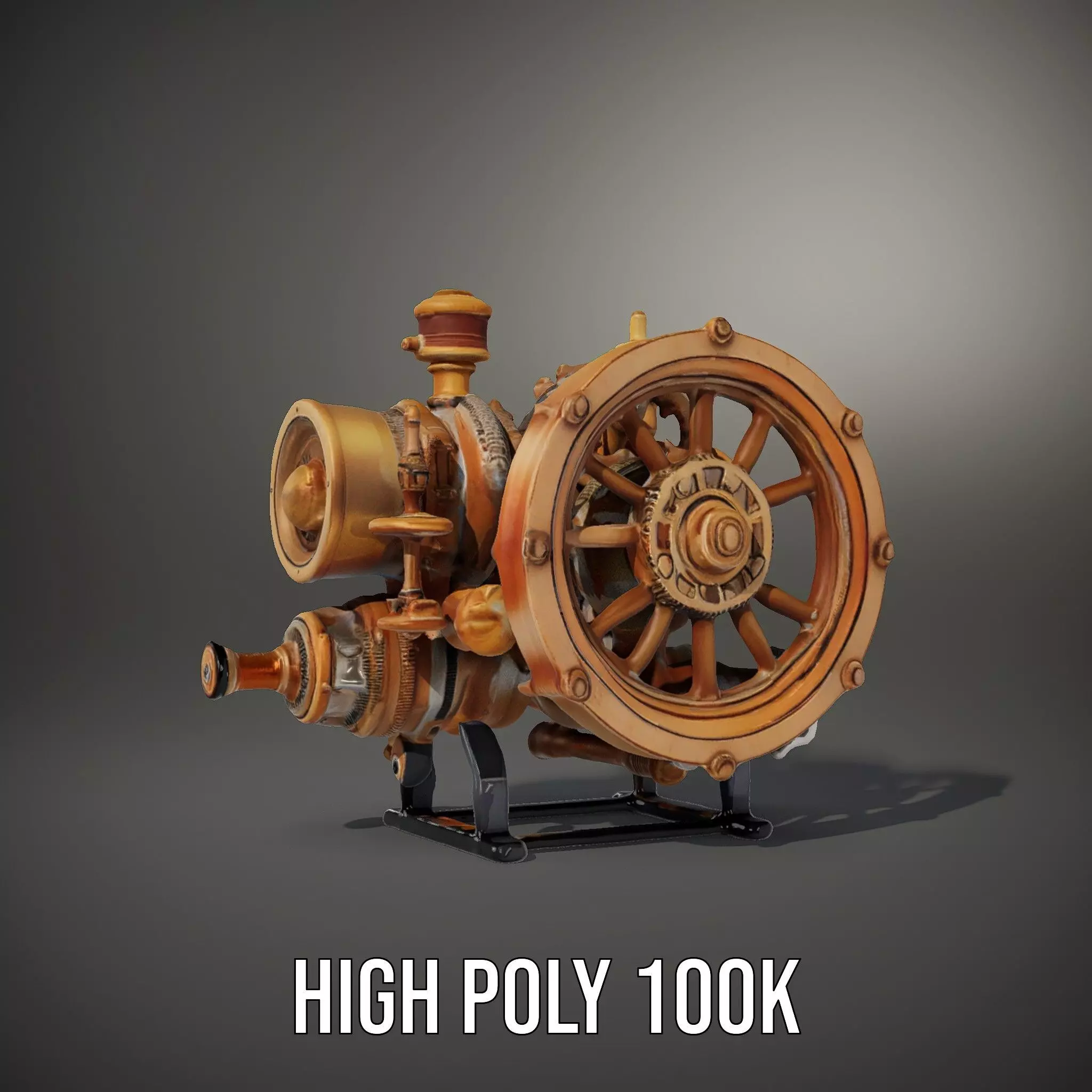 Steampunk Engine Model Pack with Realistic Brass Finish Low-poly 3D model_8