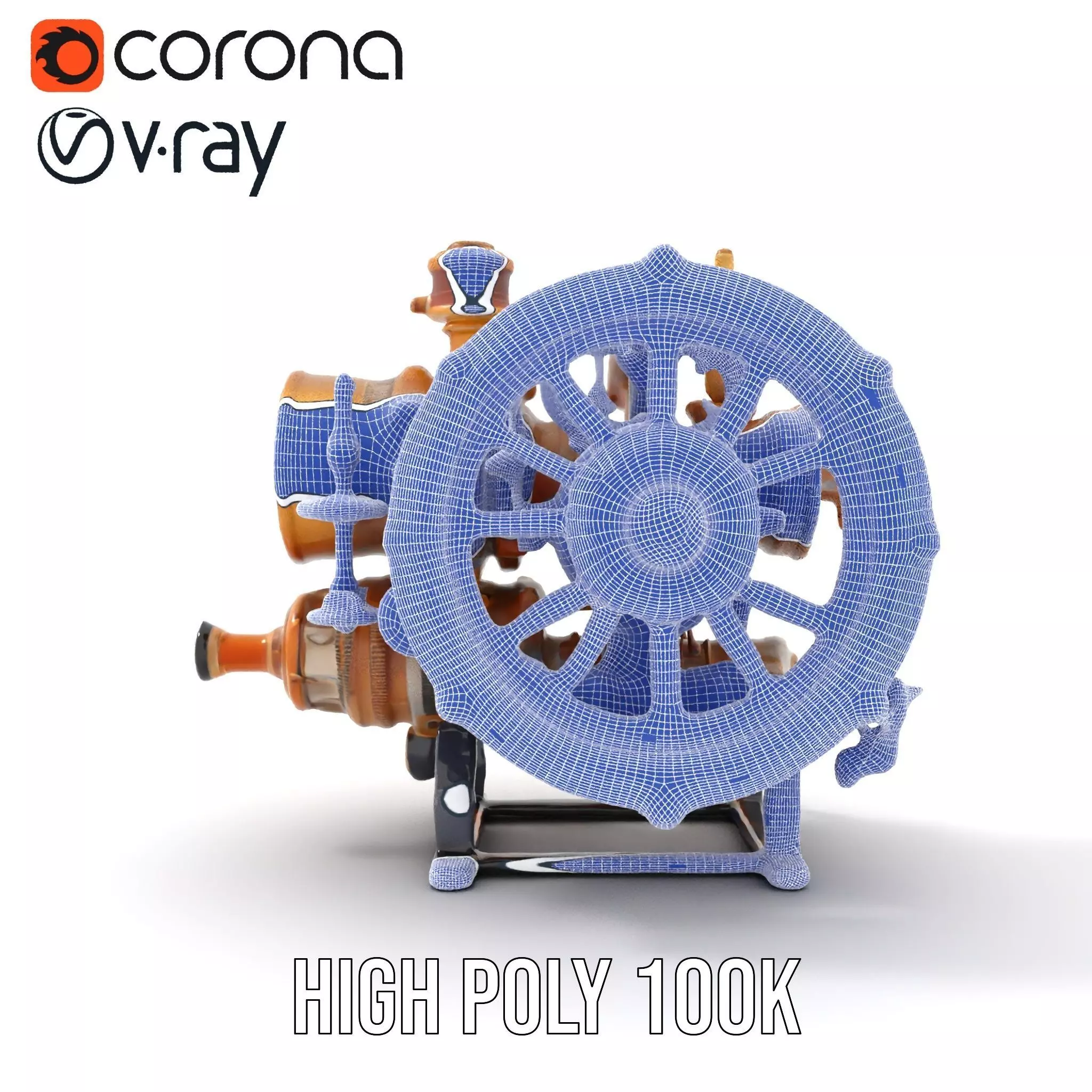 Steampunk Engine Model Pack with Realistic Brass Finish Low-poly 3D model_32