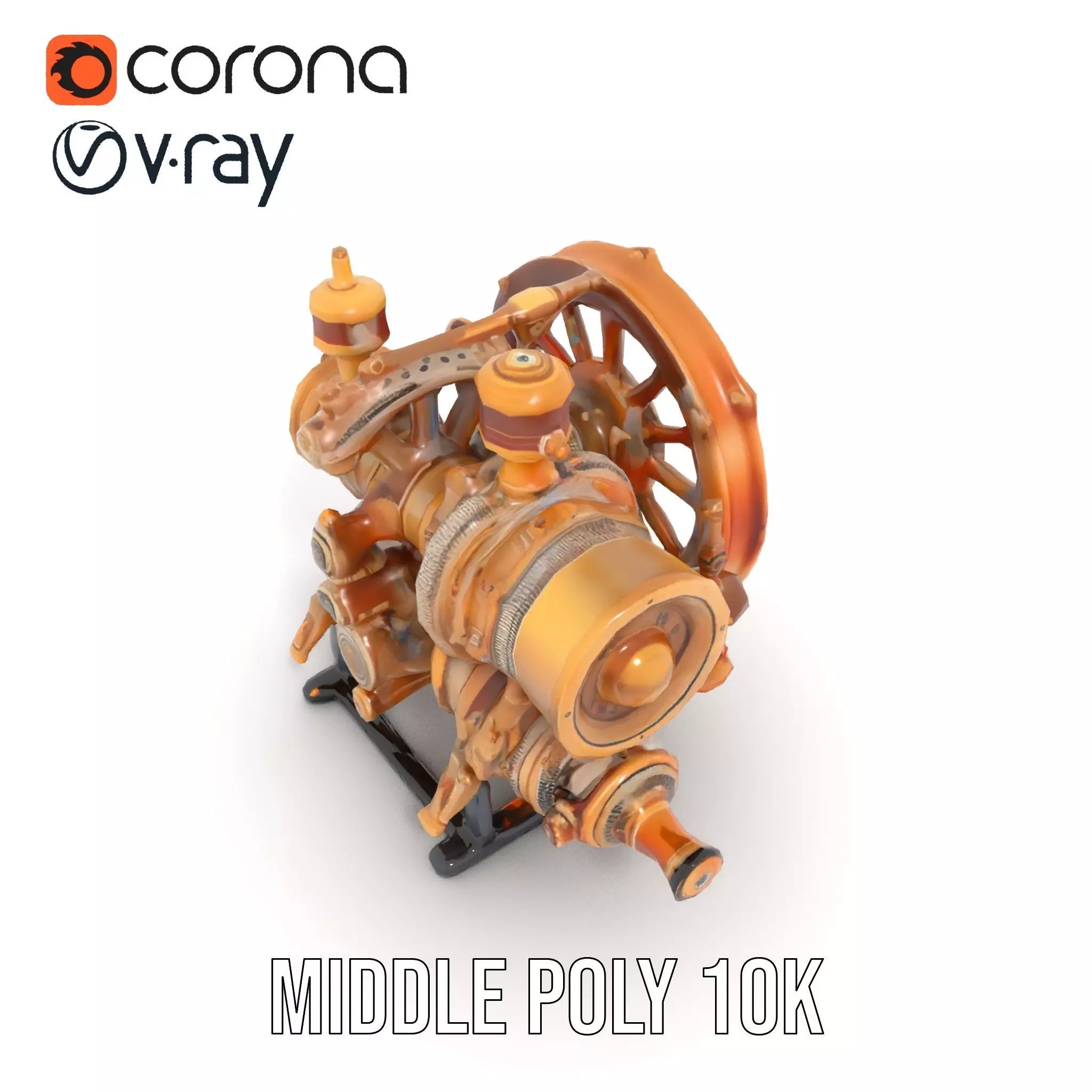 Steampunk Engine Model Pack with Realistic Brass Finish Low-poly 3D model_11