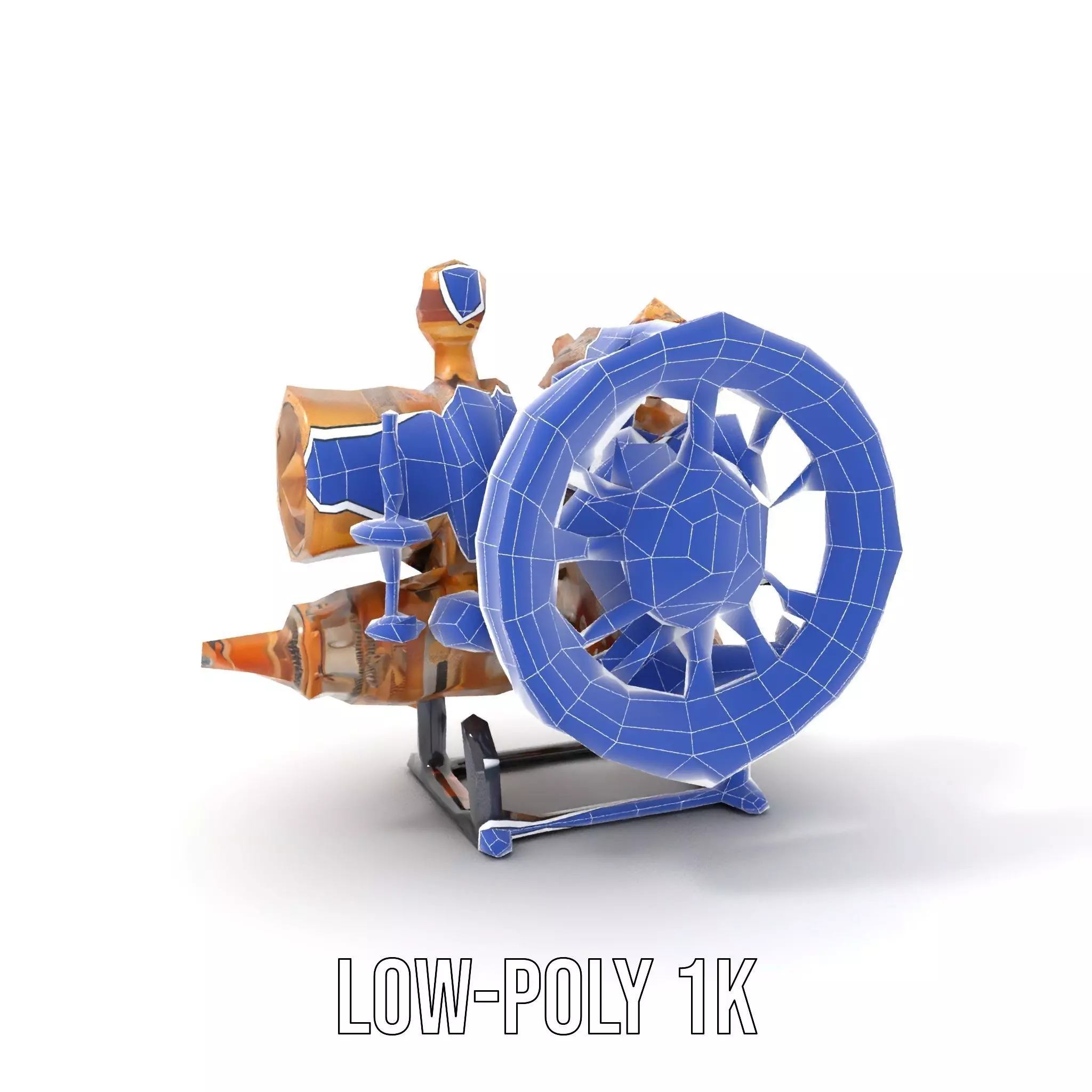 Steampunk Engine Model Pack with Realistic Brass Finish Low-poly 3D model_16