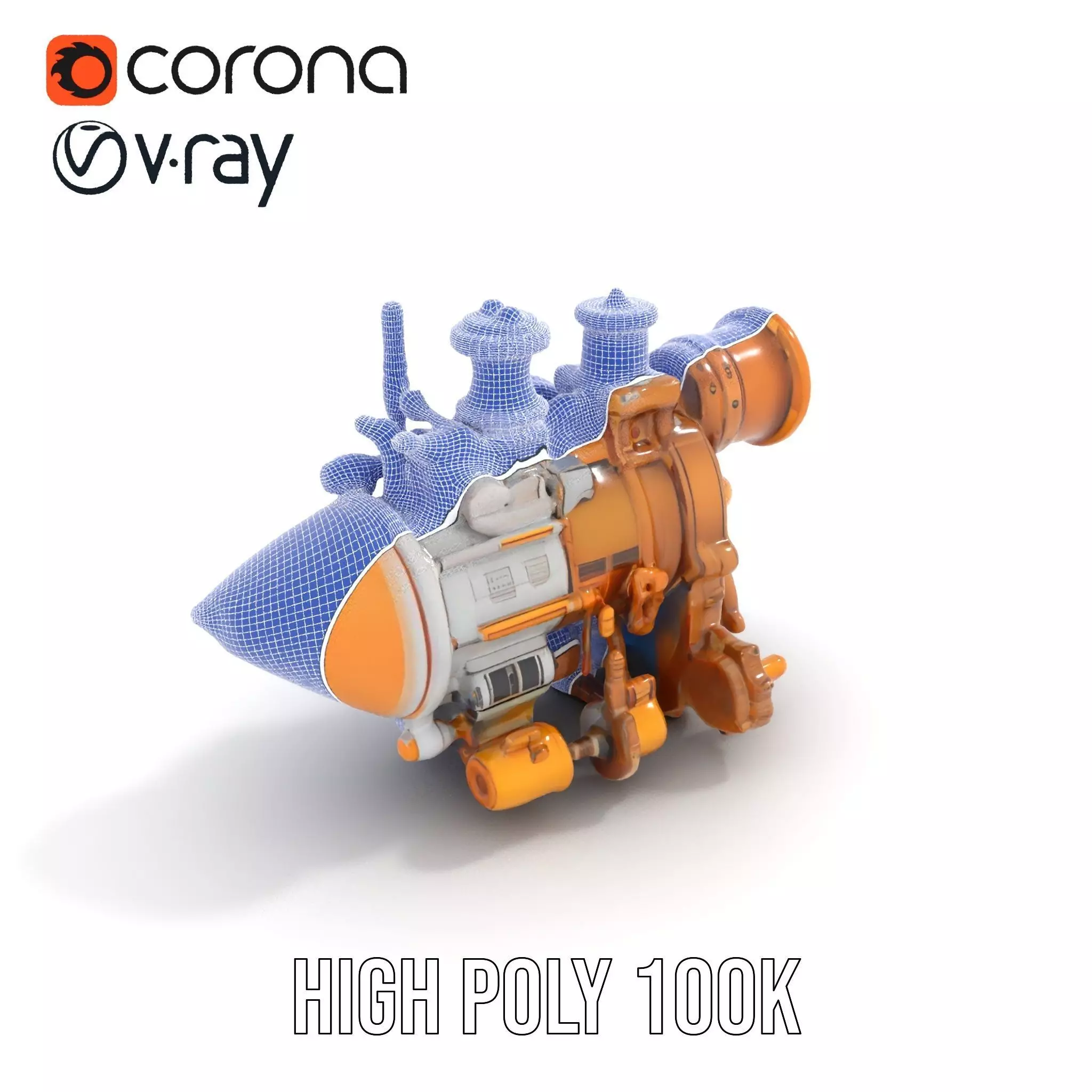 Steampunk Engine Model Pack for Fantasy Environments Low-poly 3D model_31