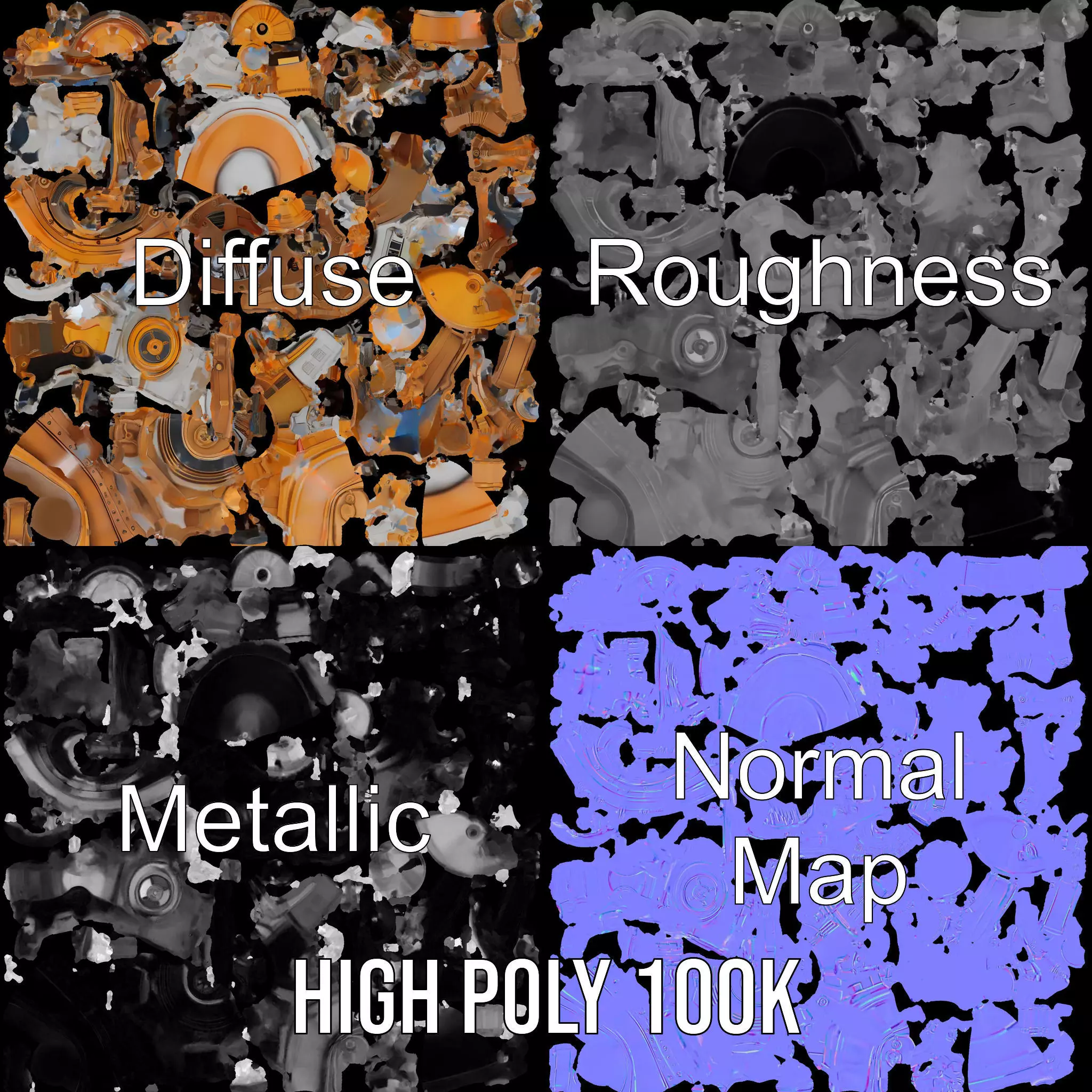 Steampunk Engine Model Pack for Fantasy Environments Low-poly 3D model_3