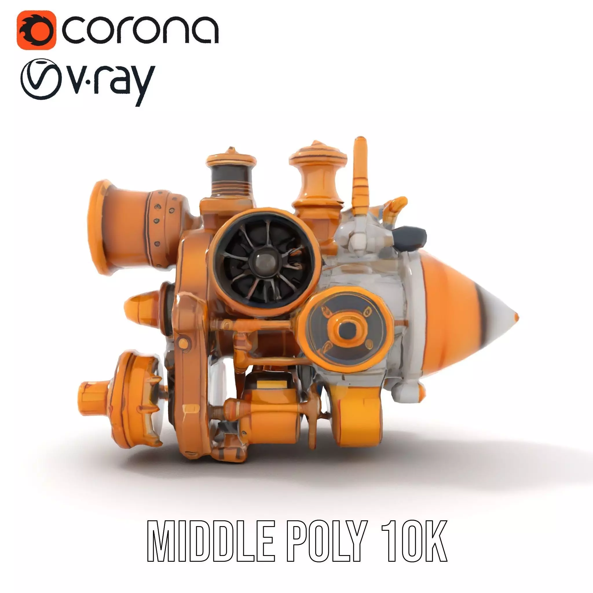 Steampunk Engine Model Pack for Fantasy Environments Low-poly 3D model_5