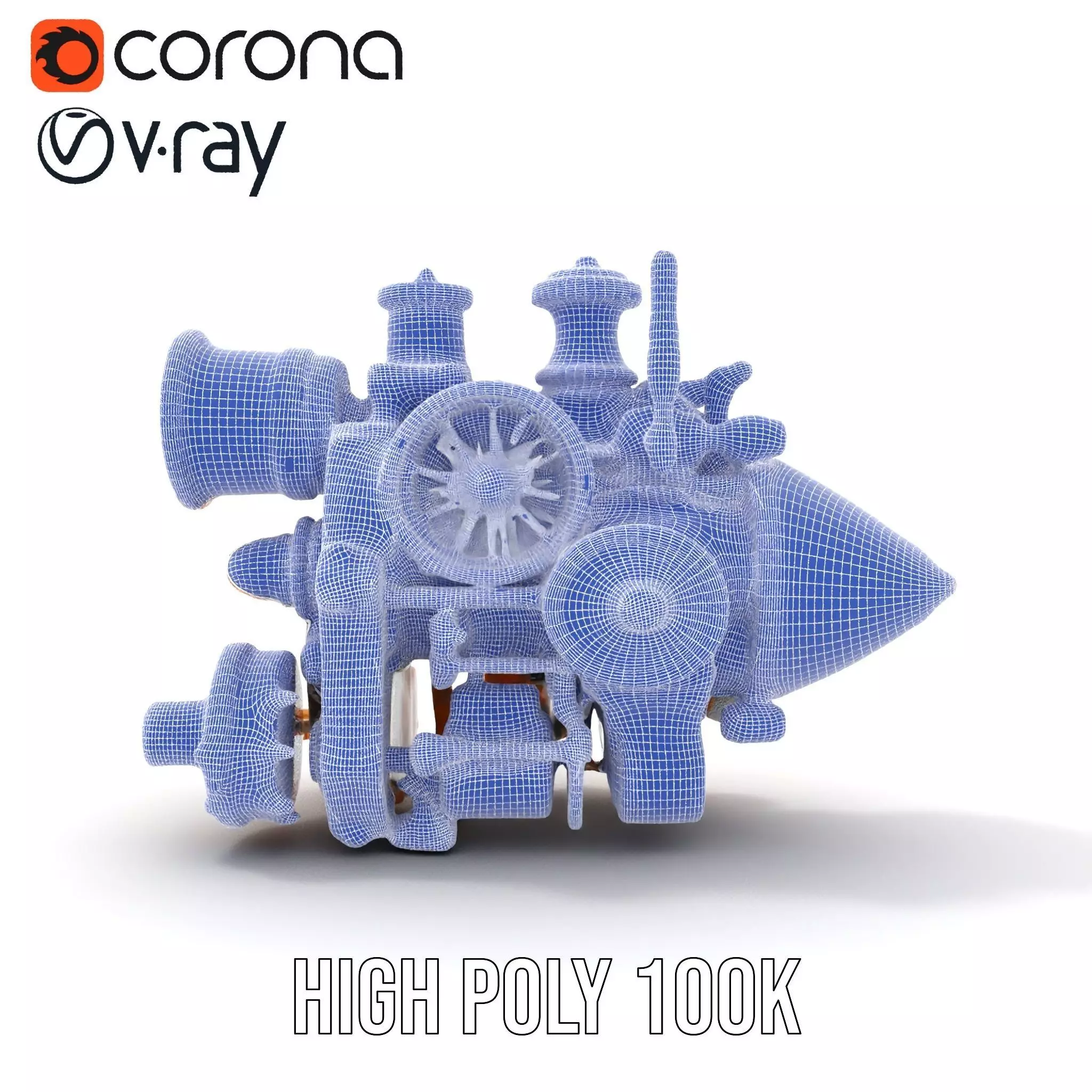 Steampunk Engine Model Pack for Fantasy Environments Low-poly 3D model_33
