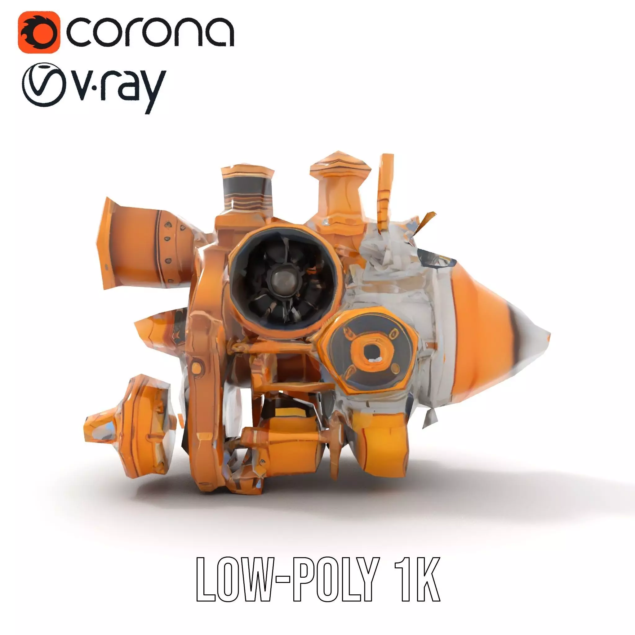 Steampunk Engine Model Pack for Fantasy Environments Low-poly 3D model_9