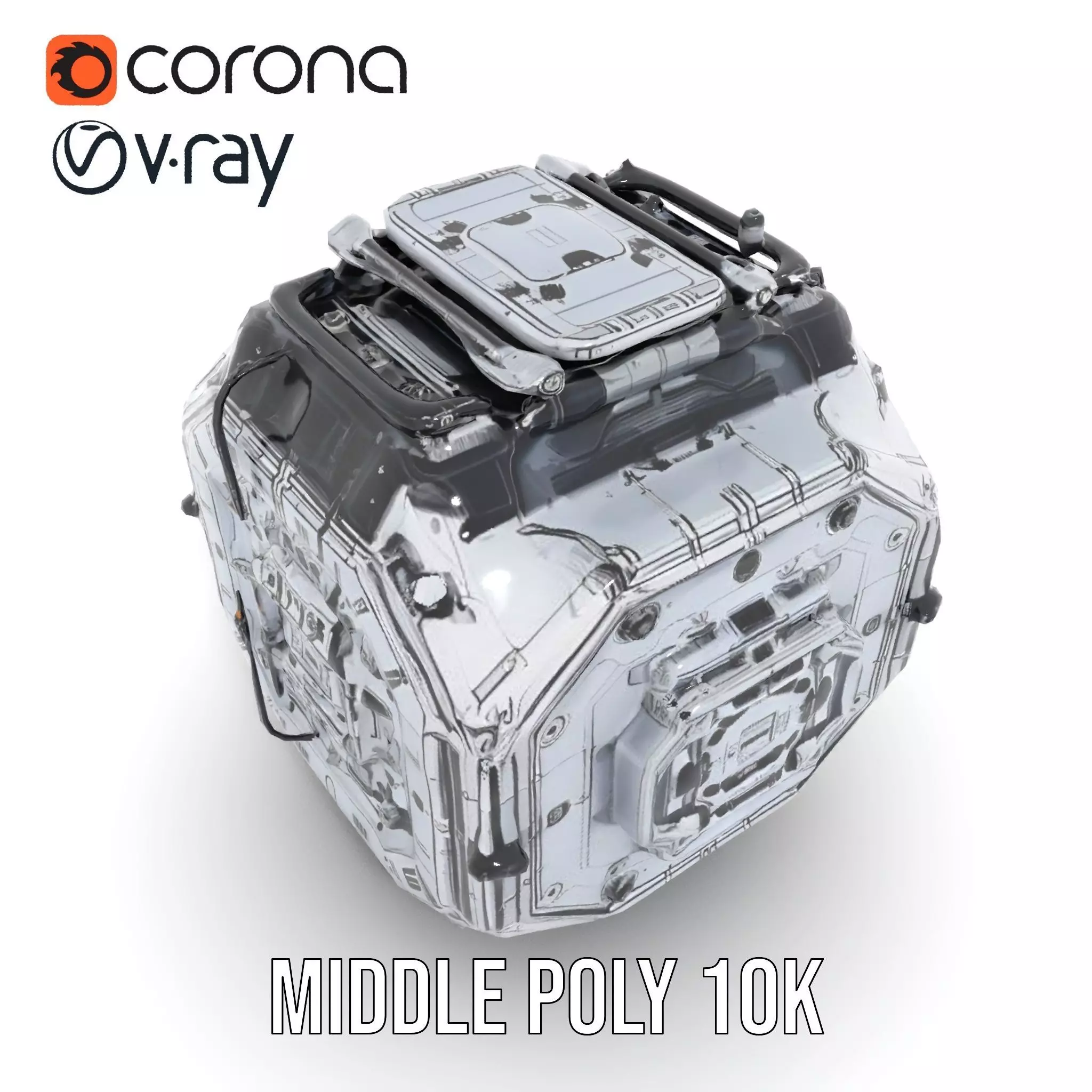 Futuristic Industrial Cargo Unit Model Pack Low-poly 3D model_5