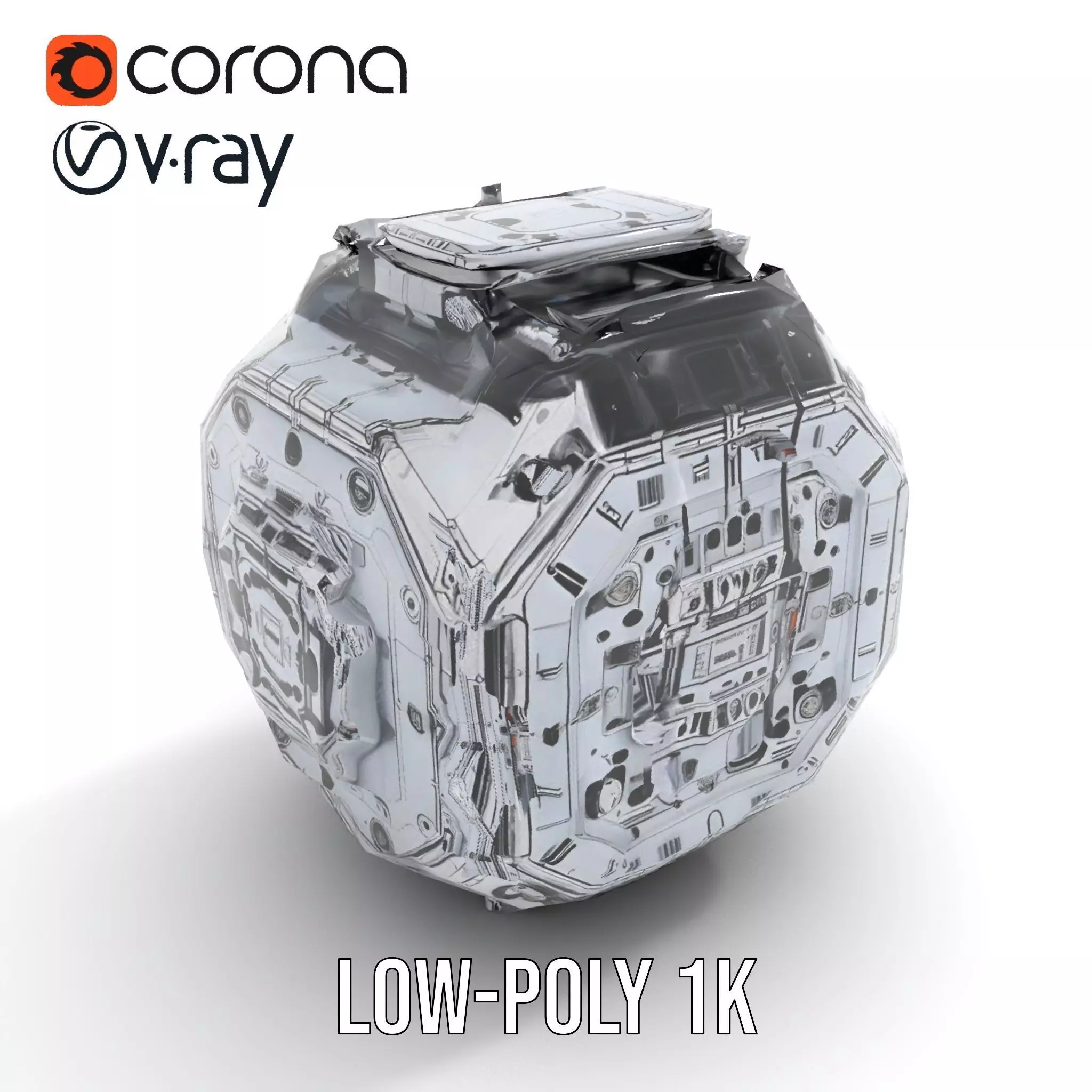 Futuristic Industrial Cargo Unit Model Pack Low-poly 3D model_7