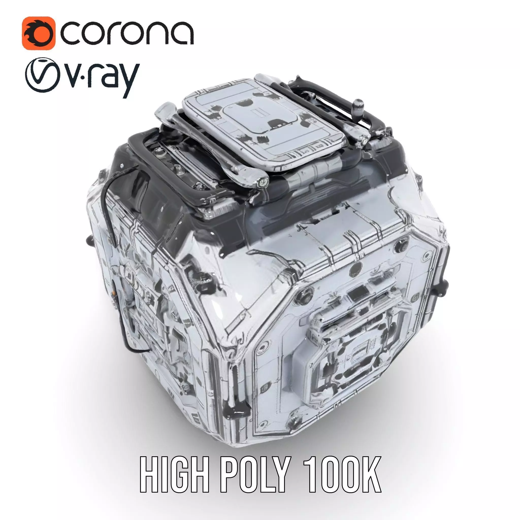 Futuristic Industrial Cargo Unit Model Pack Low-poly 3D model_17