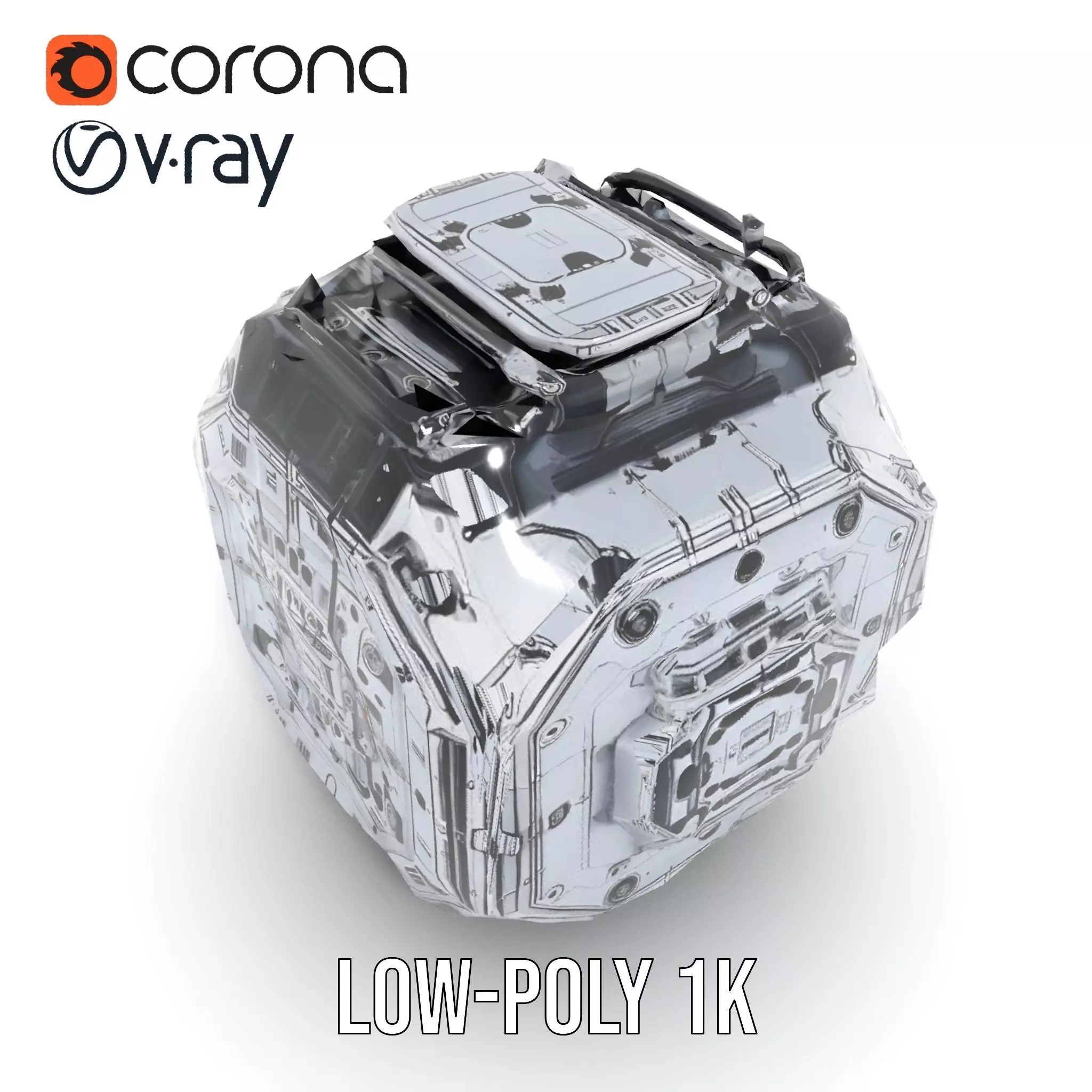 Futuristic Industrial Cargo Unit Model Pack Low-poly 3D model_9