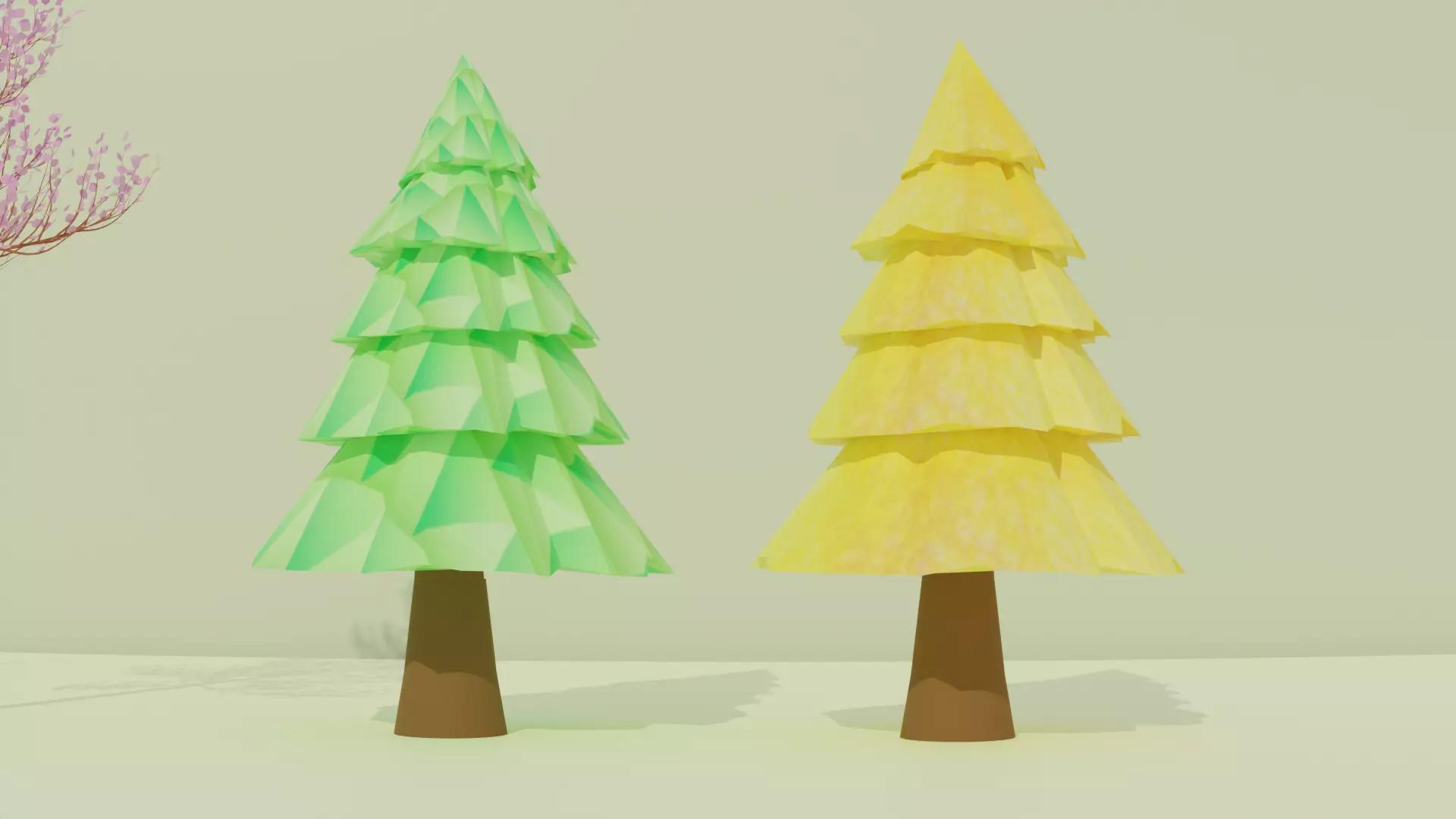 Stylized Pine Tree Pack 5 Variations Low Poly Low-poly 3D model_3